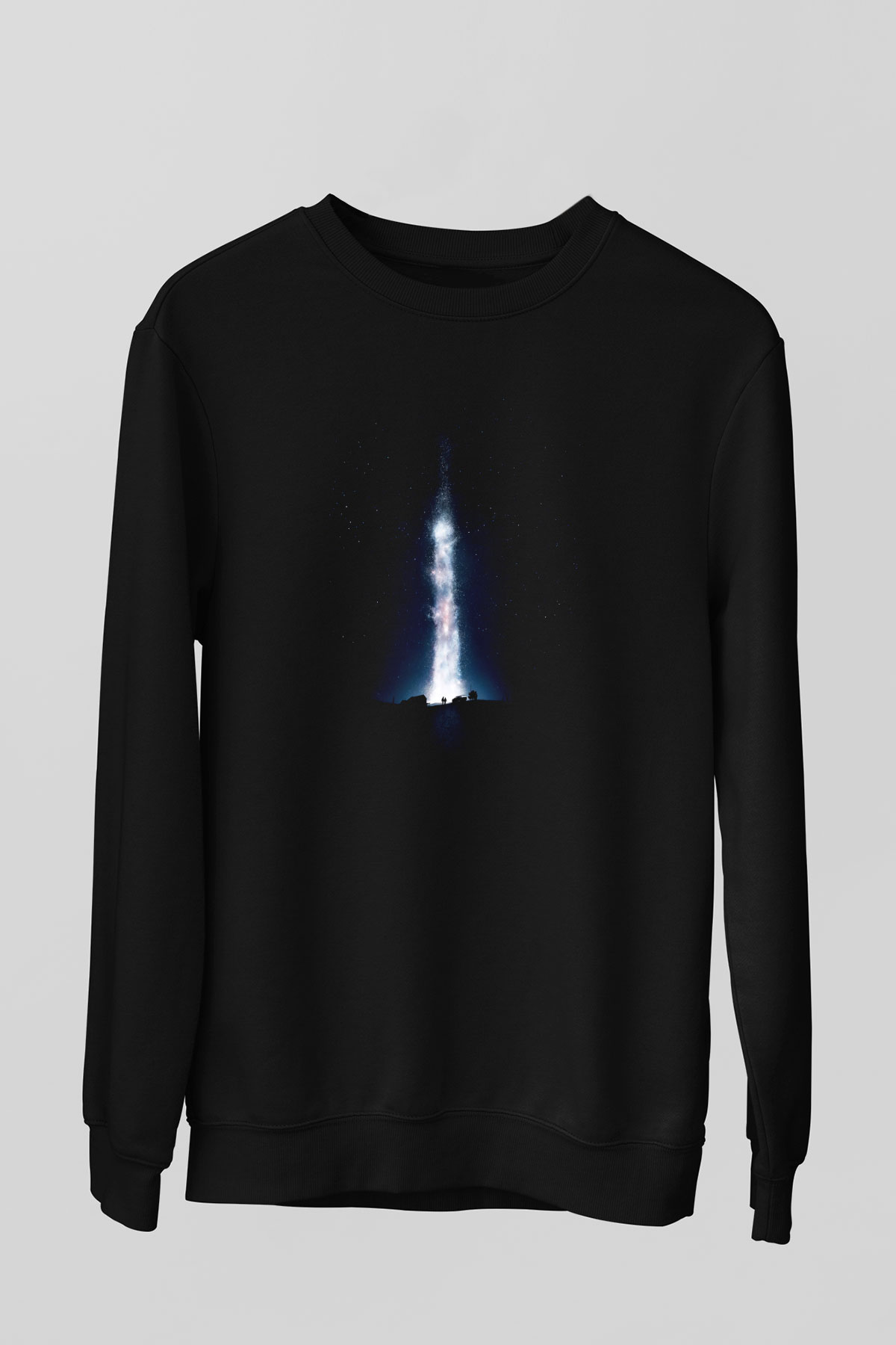 Unisex Yıldızlararası (Interstellar) Baskılı Siyah Sweatshirt