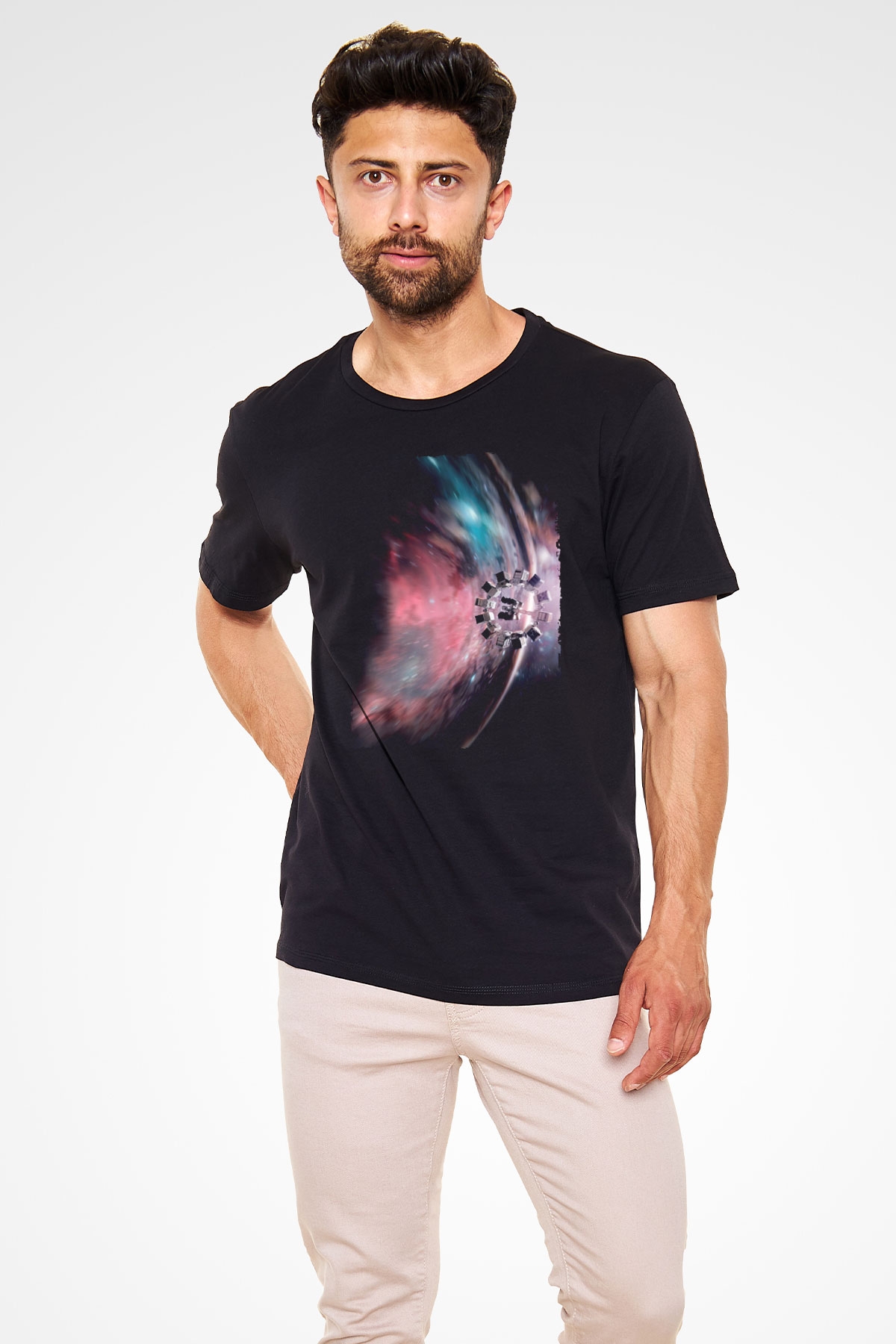 Yıldızlararası (Interstellar) Baskılı Siyah T-Shirt