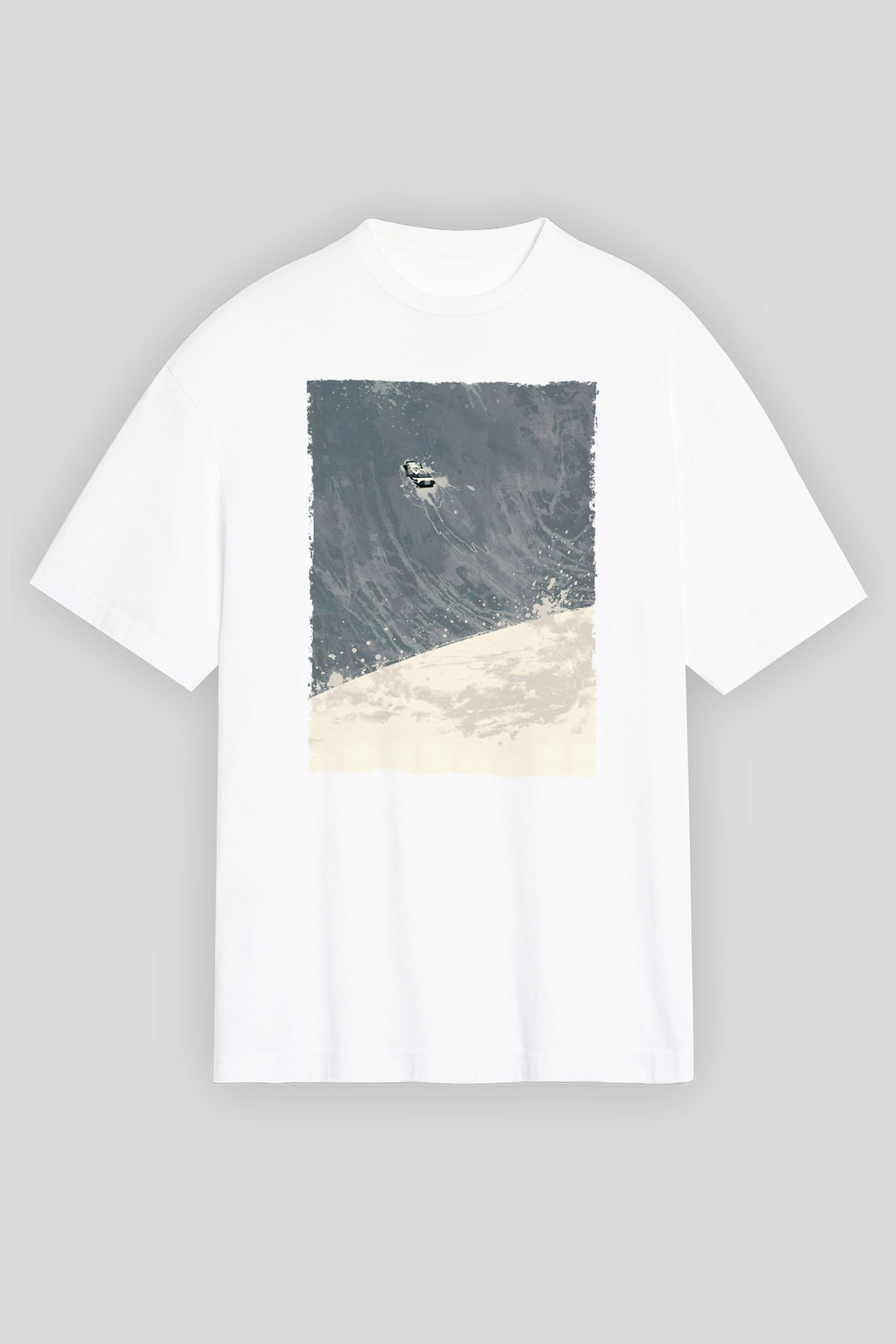 Unisex Yıldızlararası (Interstellar) Baskılı Beyaz Oversize Oversize T-shirt