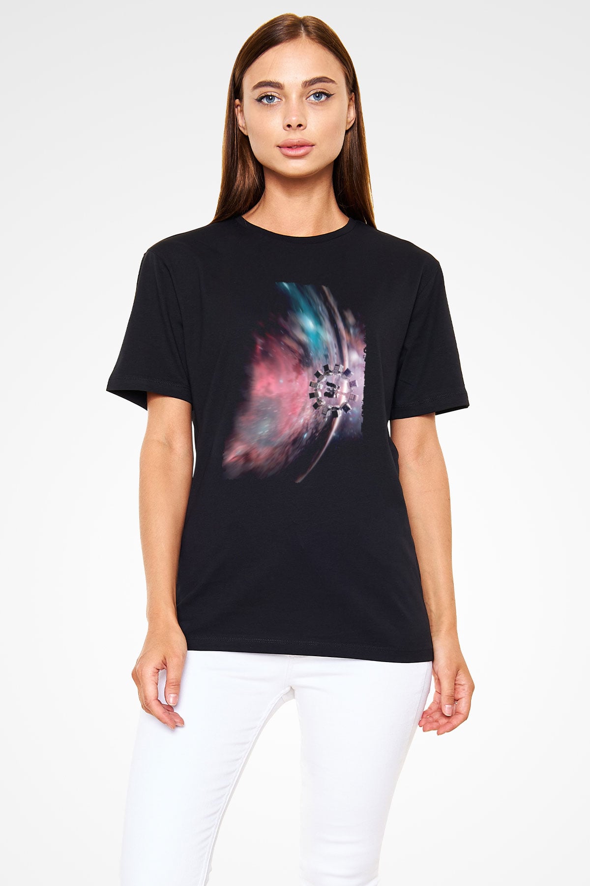 Yıldızlararası (Interstellar) Baskılı Siyah T-Shirt
