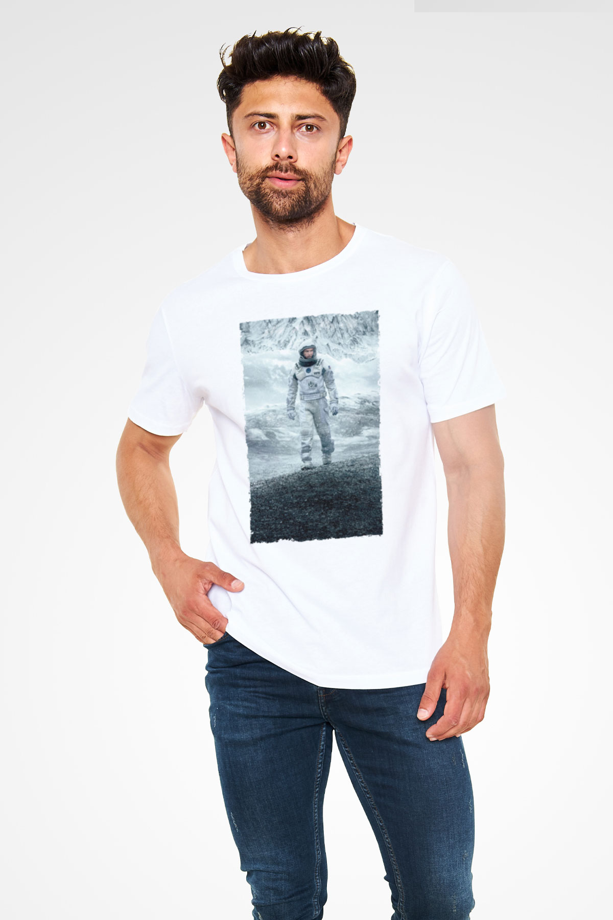 Yıldızlararası (Interstellar) Baskılı Beyaz Tişört