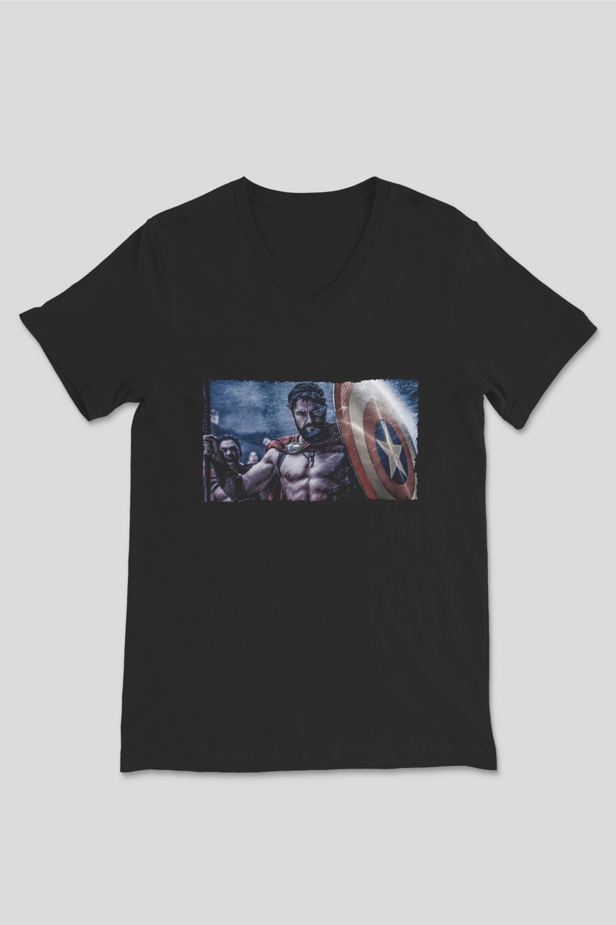 Unisex Yüzbaşı Artemis (Captain) Baskılı Siyah V Yaka Tshirt