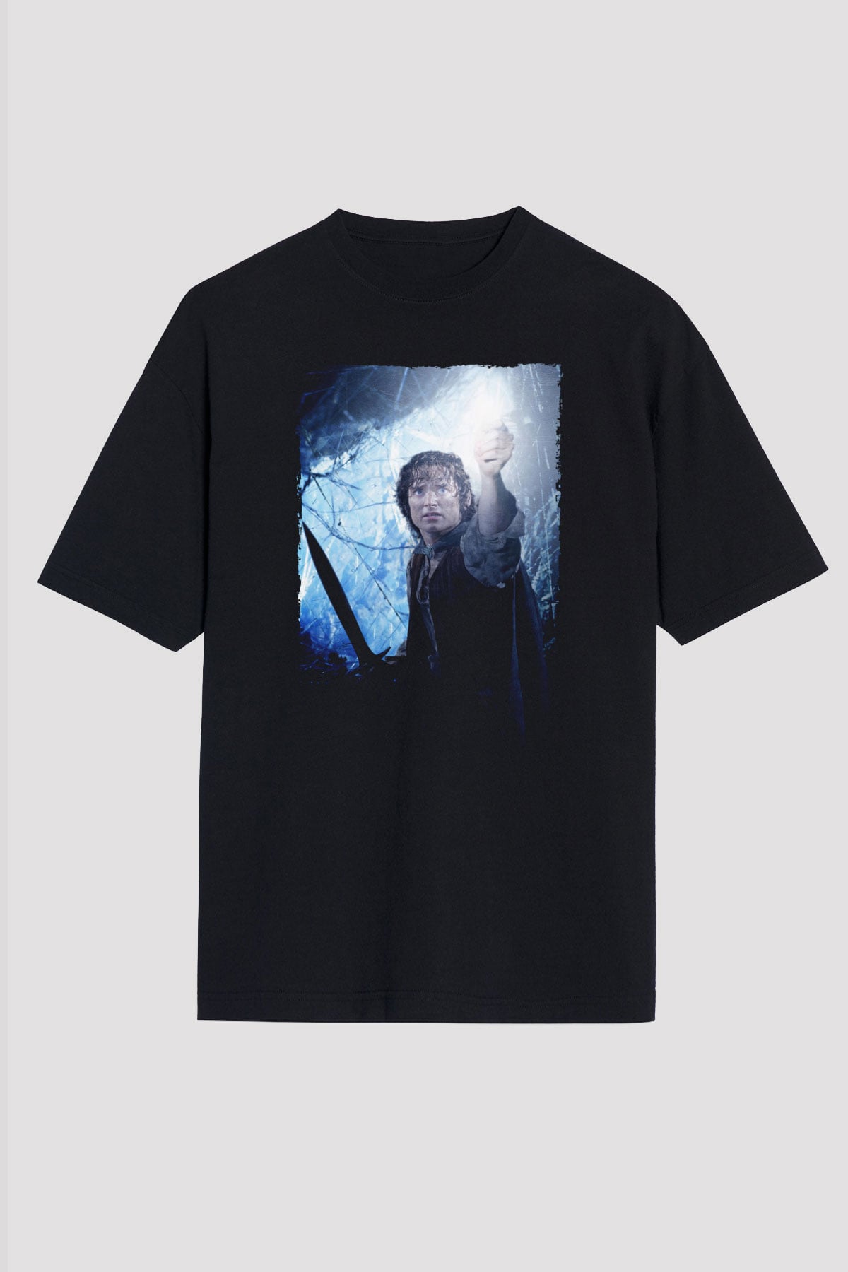 Unisex Yüzüklerin Efendisi Kralın Dönüşü (The Lord of the Rings The Return of the King) Baskılı Siyah Unisex Oversize Tshirt