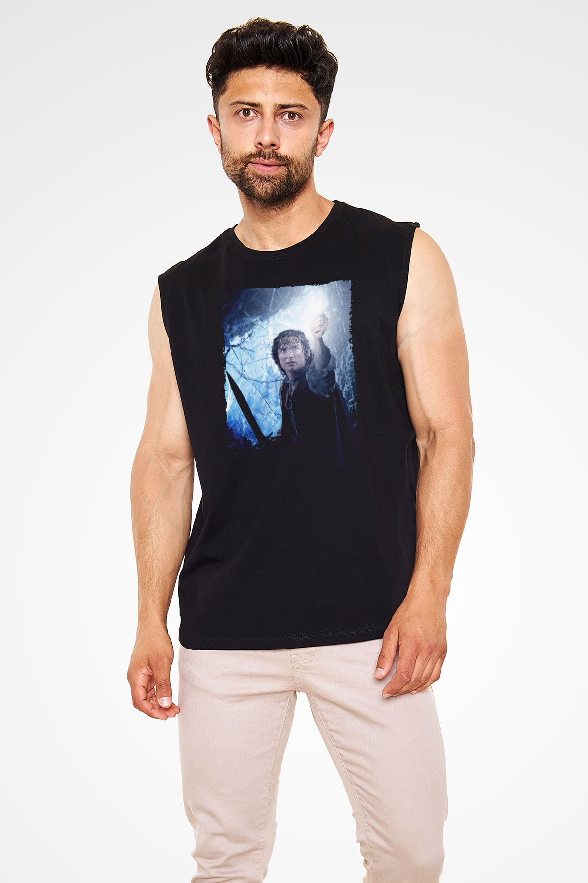 Unisex Yüzüklerin Efendisi Kralın Dönüşü (The Lord of the Rings The Return of the King) Baskılı Siyah Unisex Kolsuz Tshirt