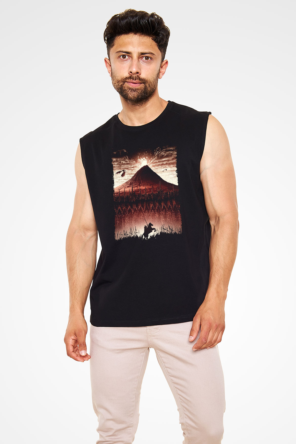 Unisex Yüzüklerin Efendisi Kralın Dönüşü (The Lord of the Rings The Return of the King) Baskılı Siyah Unisex Kolsuz T-shirt