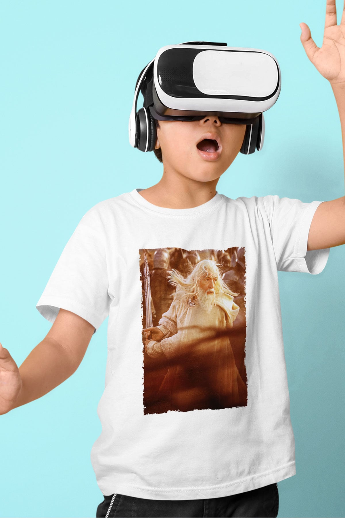 Unisex Yüzüklerin Efendisi Kralın Dönüşü (The Lord of the Rings The Return of the King) Baskılı Beyaz Çocuk Tshirt