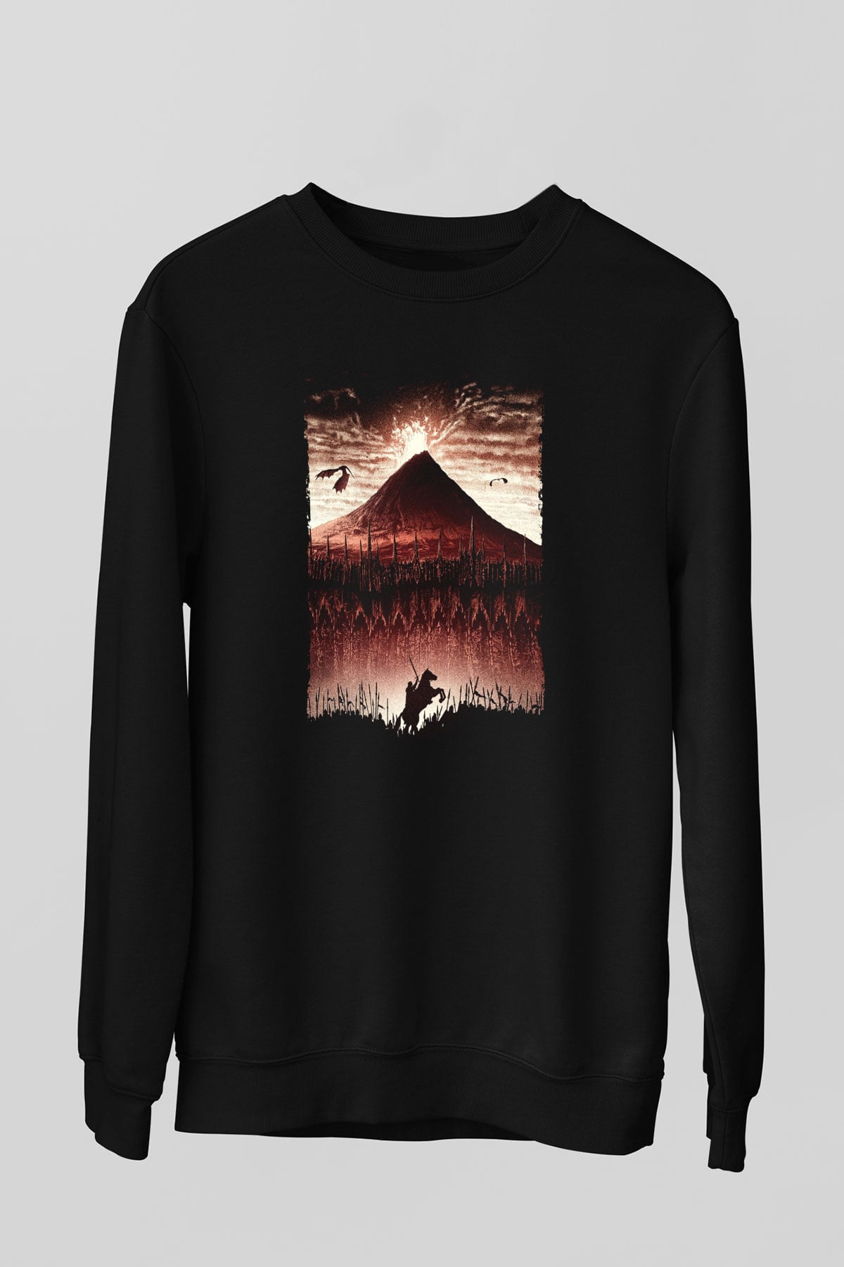 Unisex Yüzüklerin Efendisi Kralın Dönüşü (The Lord of the Rings The Return of the King) Baskılı Siyah Unisex Sweatshirt