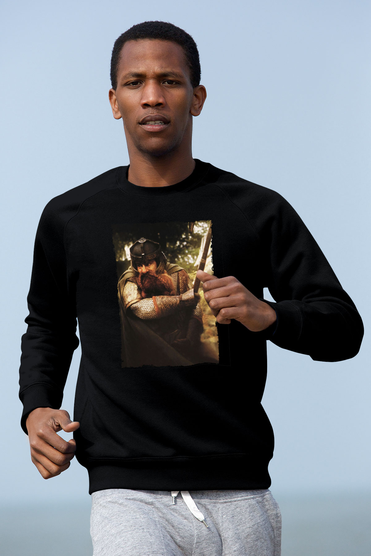 Unisex Yüzüklerin Efendisi Yüzük Kardeşliği (The Lord of the Rings The Fellowship of the Ring) Baskılı Siyah Sweatshirt