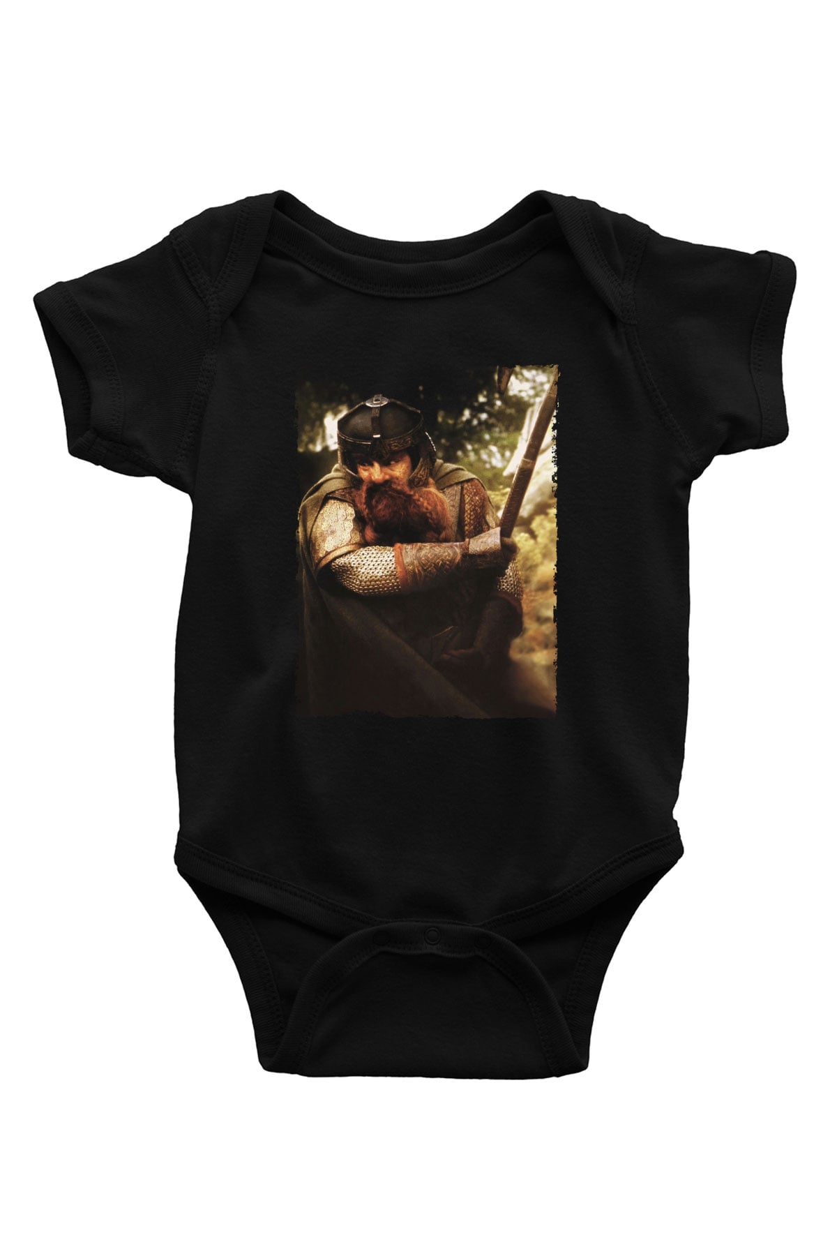Unisex Yüzüklerin Efendisi Yüzük Kardeşliği (The Lord of the Rings The Fellowship of the Ring) Baskılı Siyah Bebek Body - Zıbın