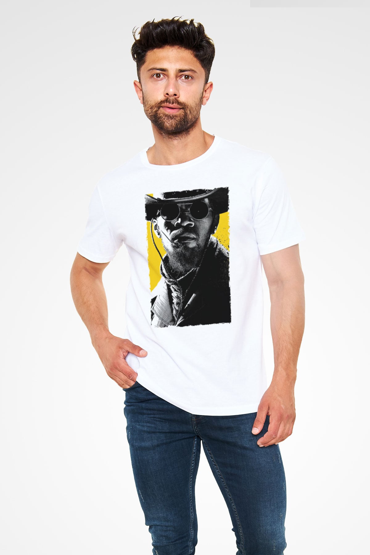 Zincirsiz - Django Unchained Baskılı Beyaz Tshirt