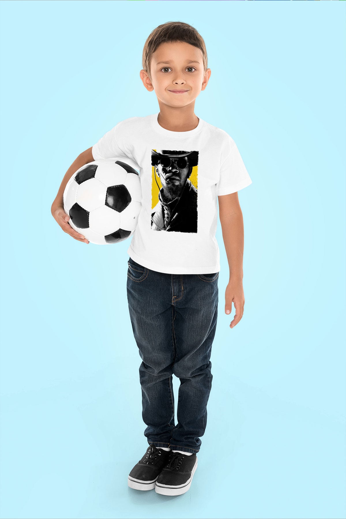 Unisex Zincirsiz - Django Unchained Baskılı Beyaz Çocuk Tshirt