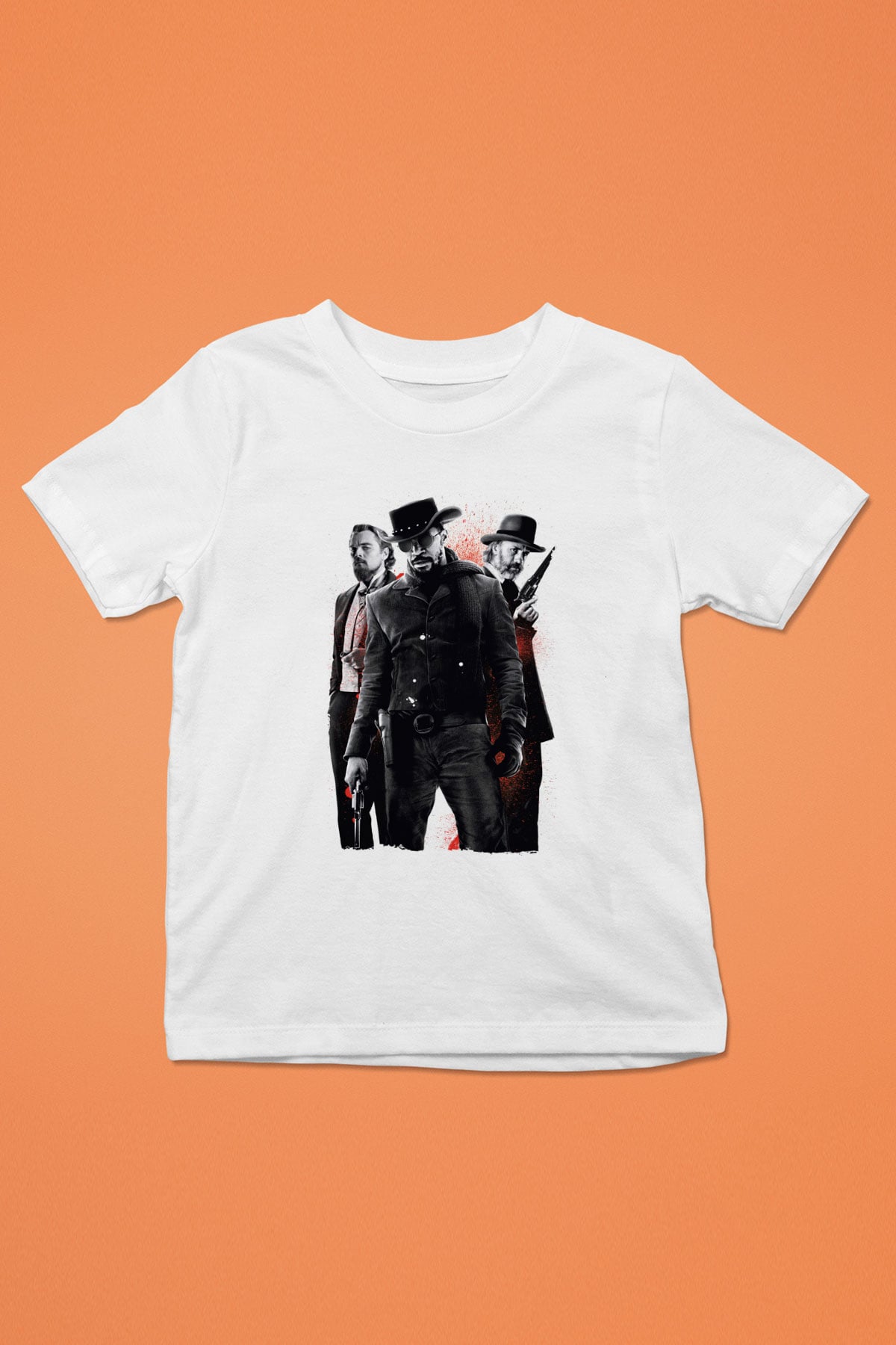Unisex Zincirsiz - Django Unchained Baskılı Beyaz Çocuk Tişört