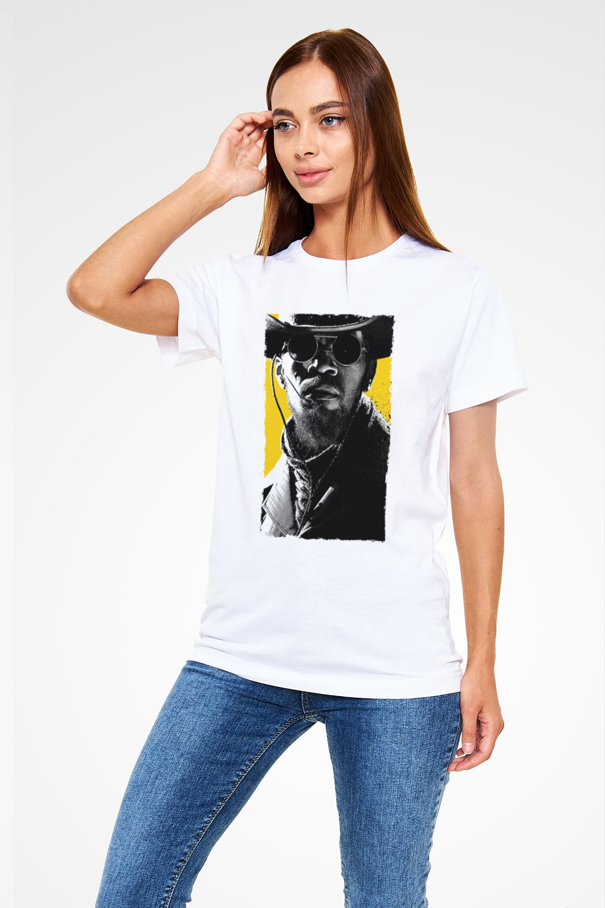 Zincirsiz - Django Unchained Baskılı Beyaz Tshirt