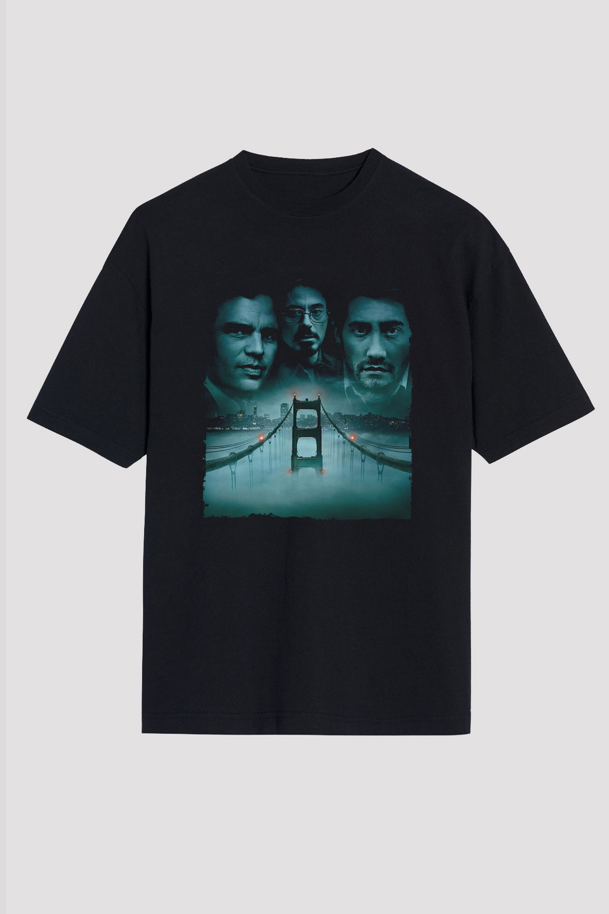 Unisex Zodiac Baskılı Siyah Oversize T-shirt