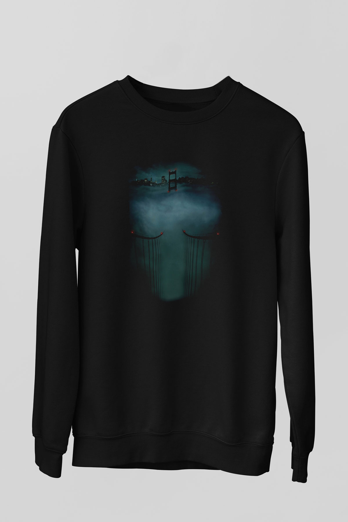 Unisex Zodiac Baskılı Siyah Sweatshirt