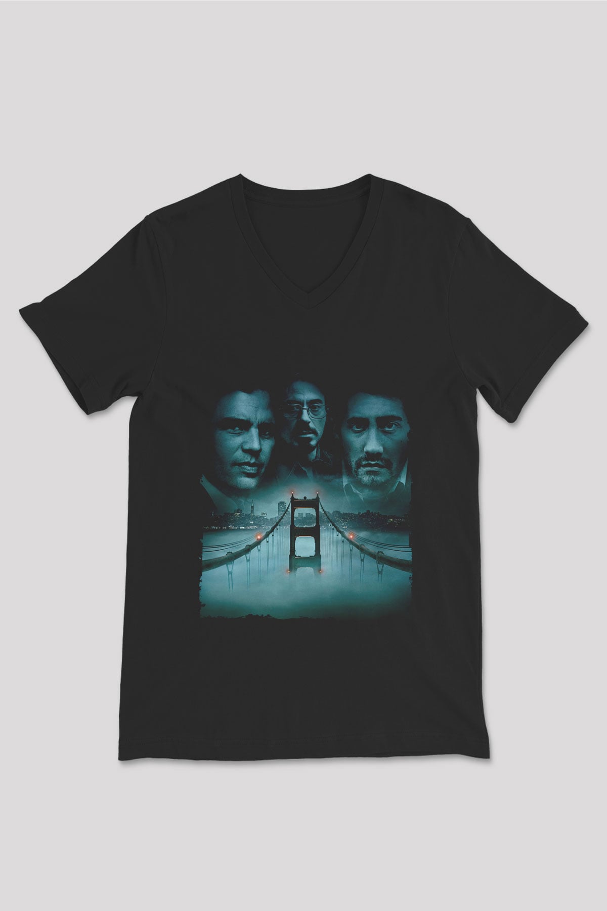 Unisex Zodiac Baskılı Siyah V Yaka T-shirt