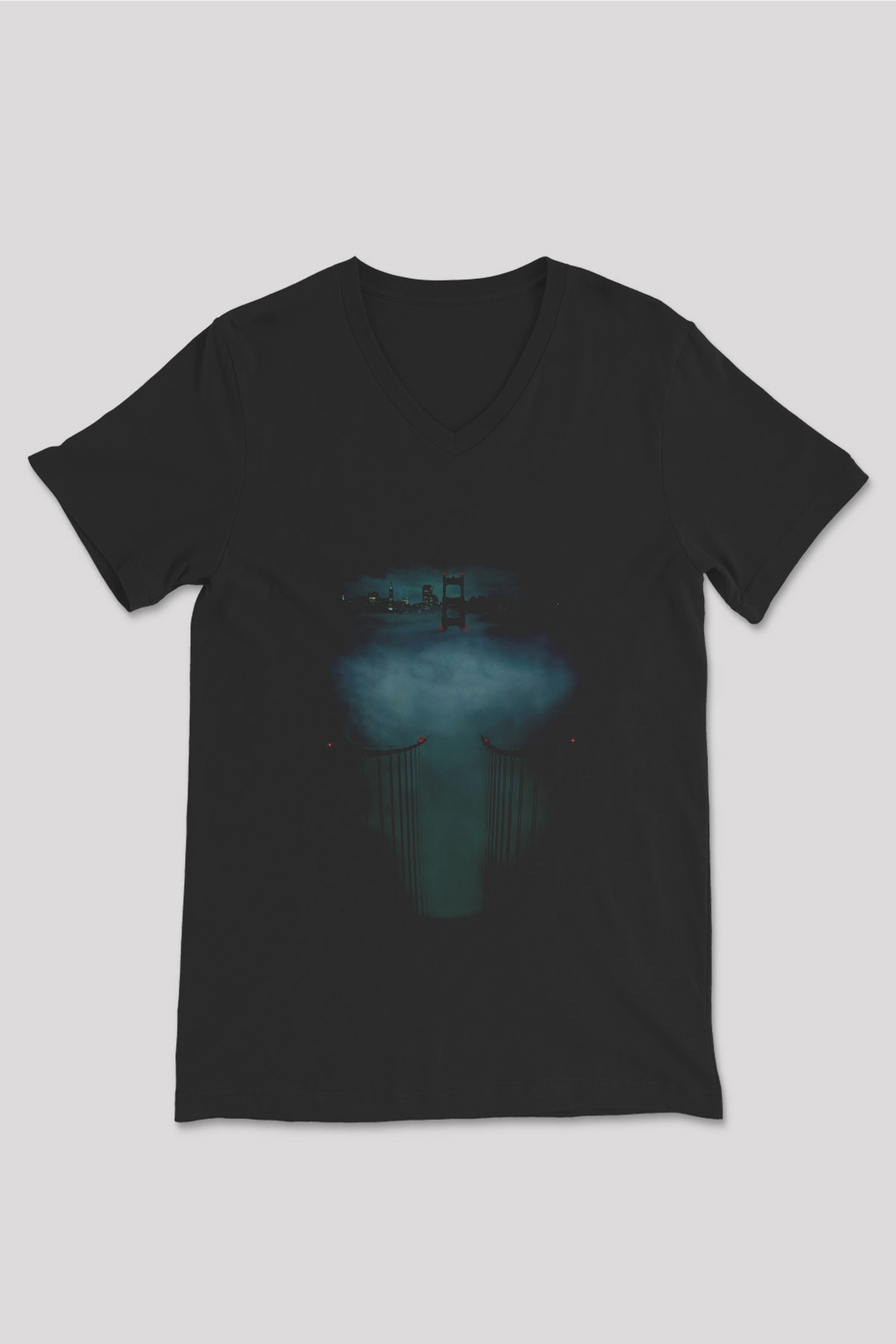 Unisex Zodiac Baskılı Siyah V Yaka Tshirt