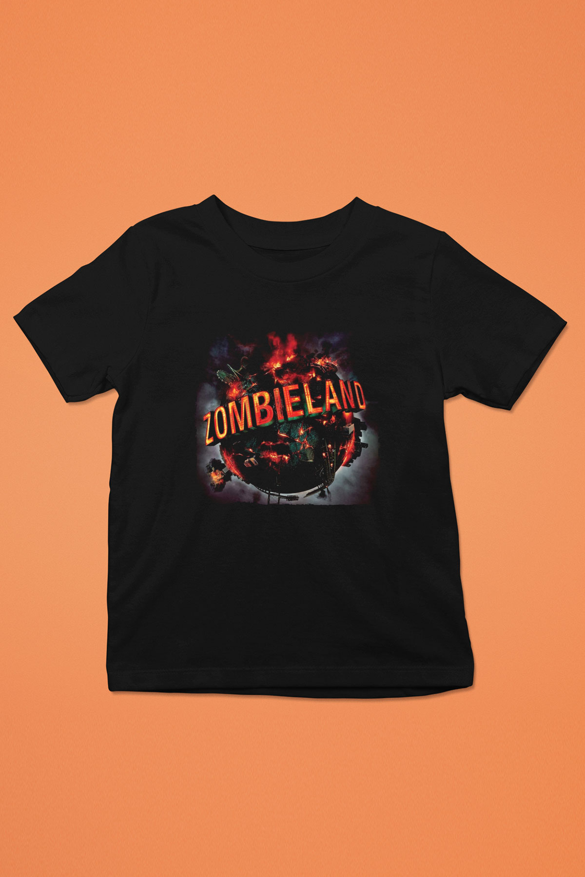 Unisex Zombieland Baskılı Siyah Çocuk Tshirt