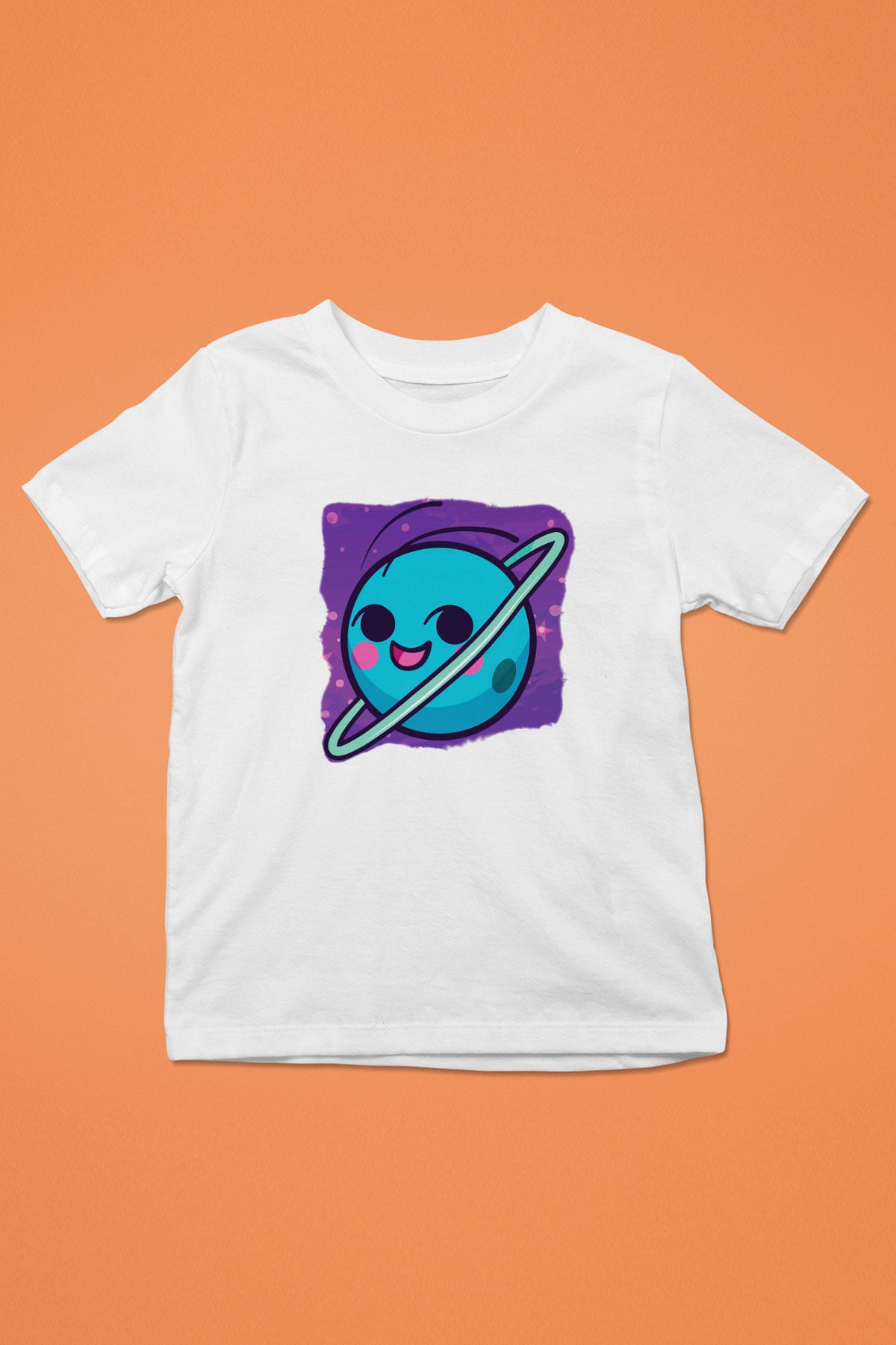 Uranüs Baskılı Beyaz Unisex Çocuk Tişört