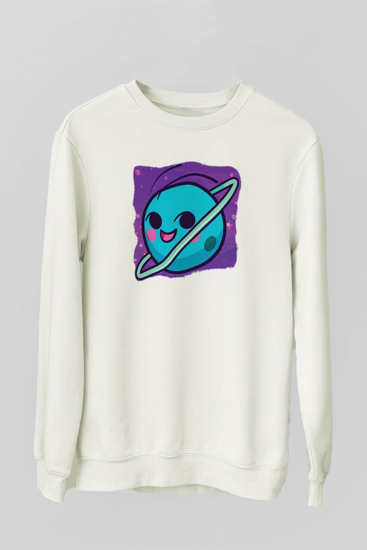 Uranüs Beyaz Unisex Sweatshirt