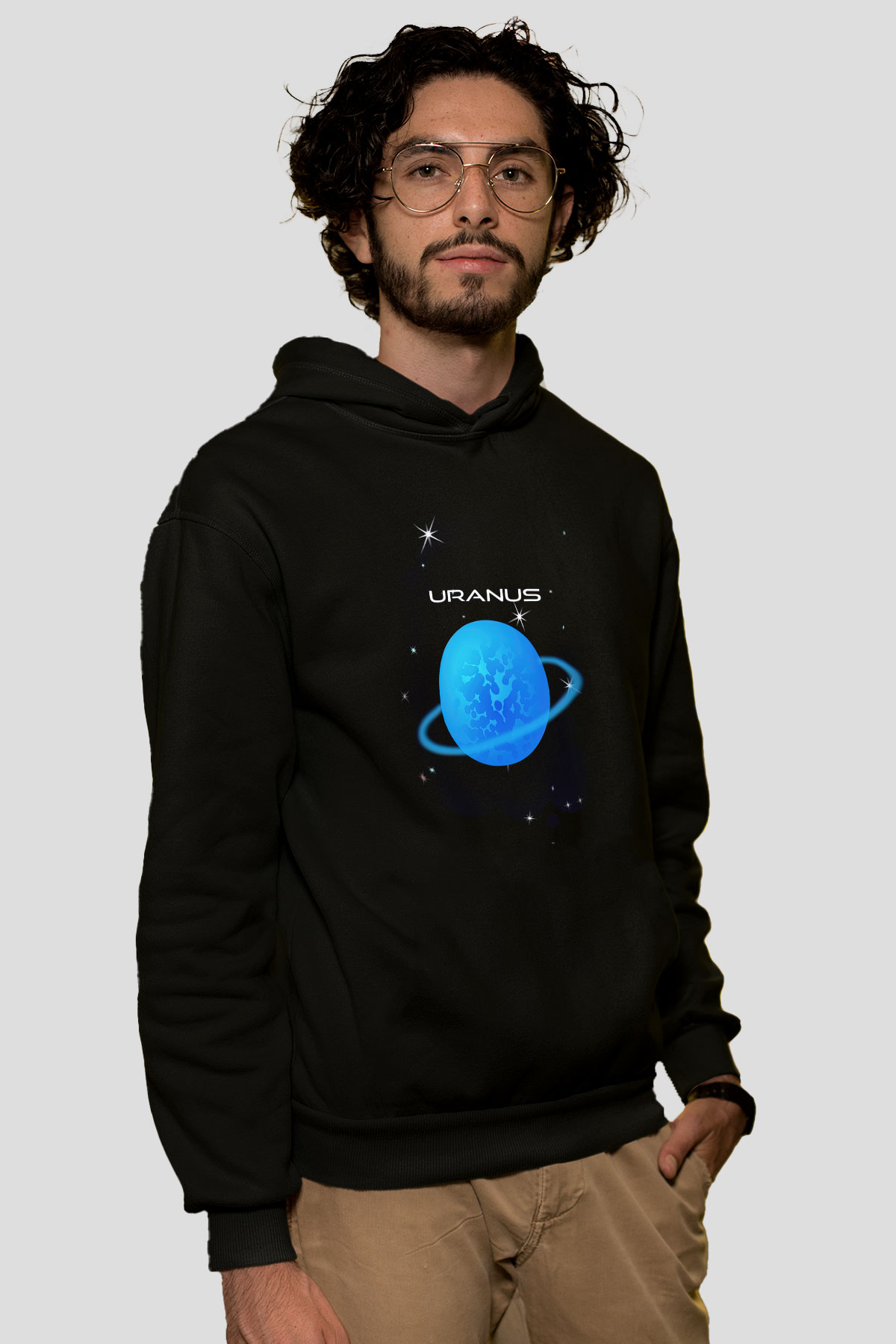 Uranüs Siyah Unisex Hoodie