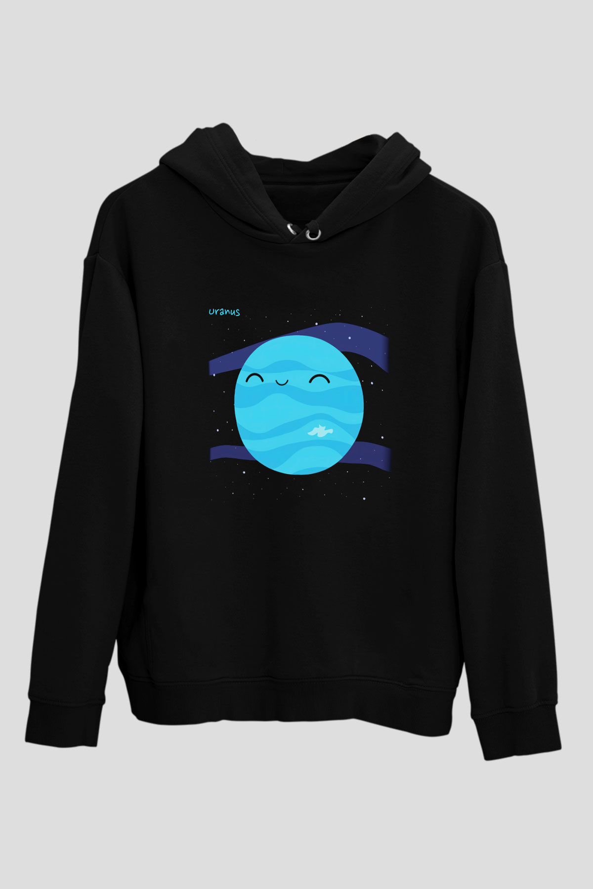 Uranüs Siyah Unisex Hoodie