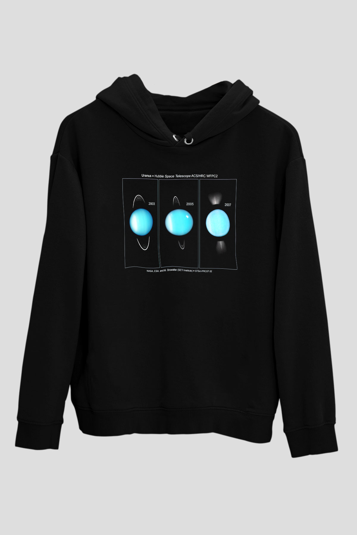 Uranüs Siyah Unisex Hoodie