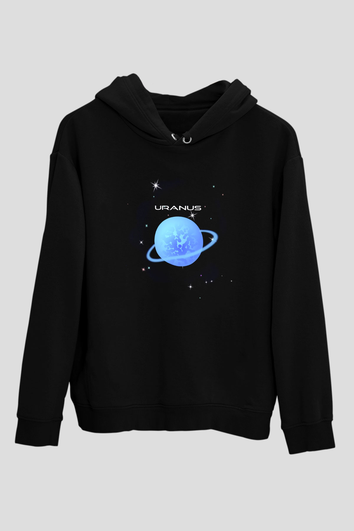 Uranüs Siyah Unisex Hoodie