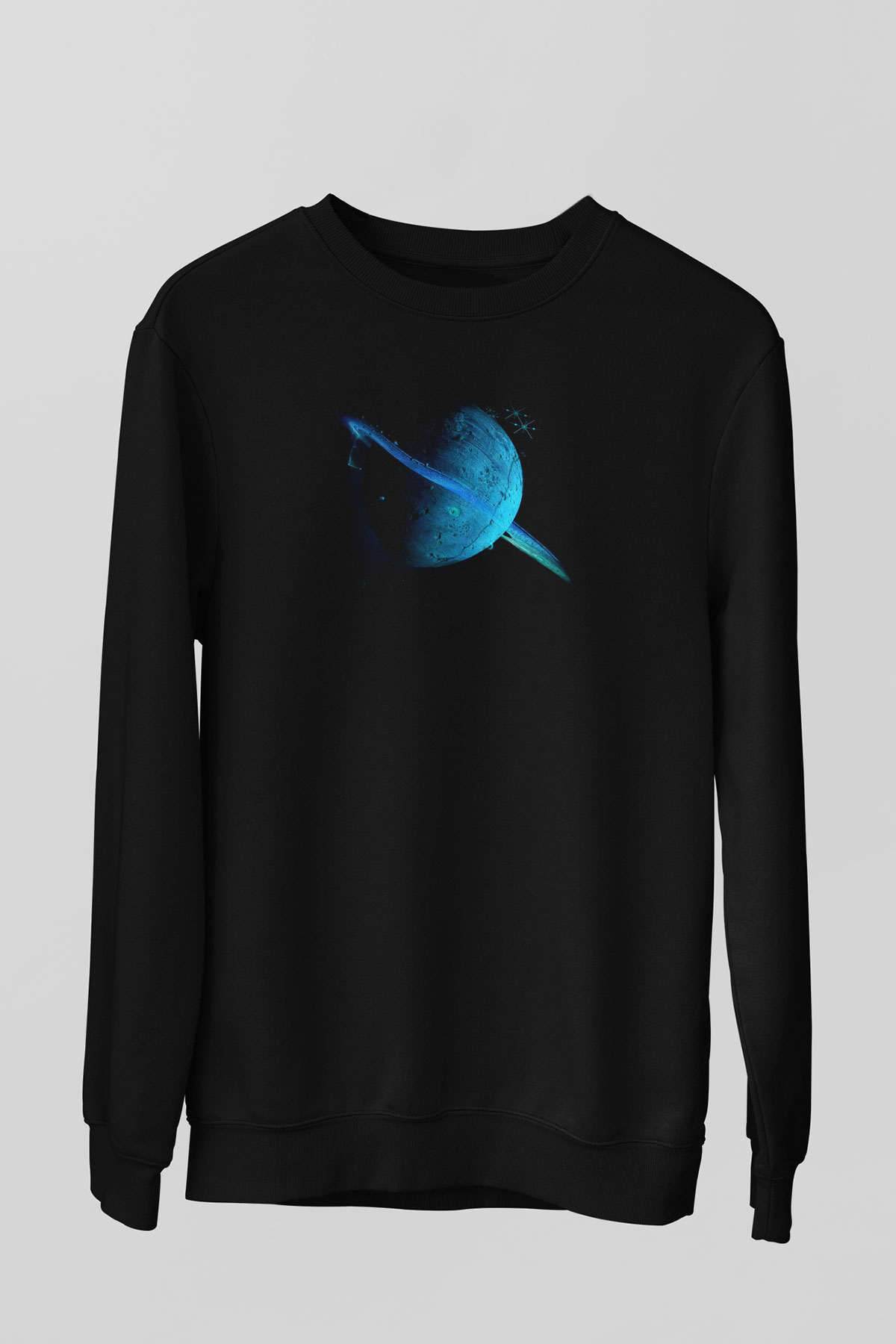 Uranüs Siyah Unisex Sweatshirt