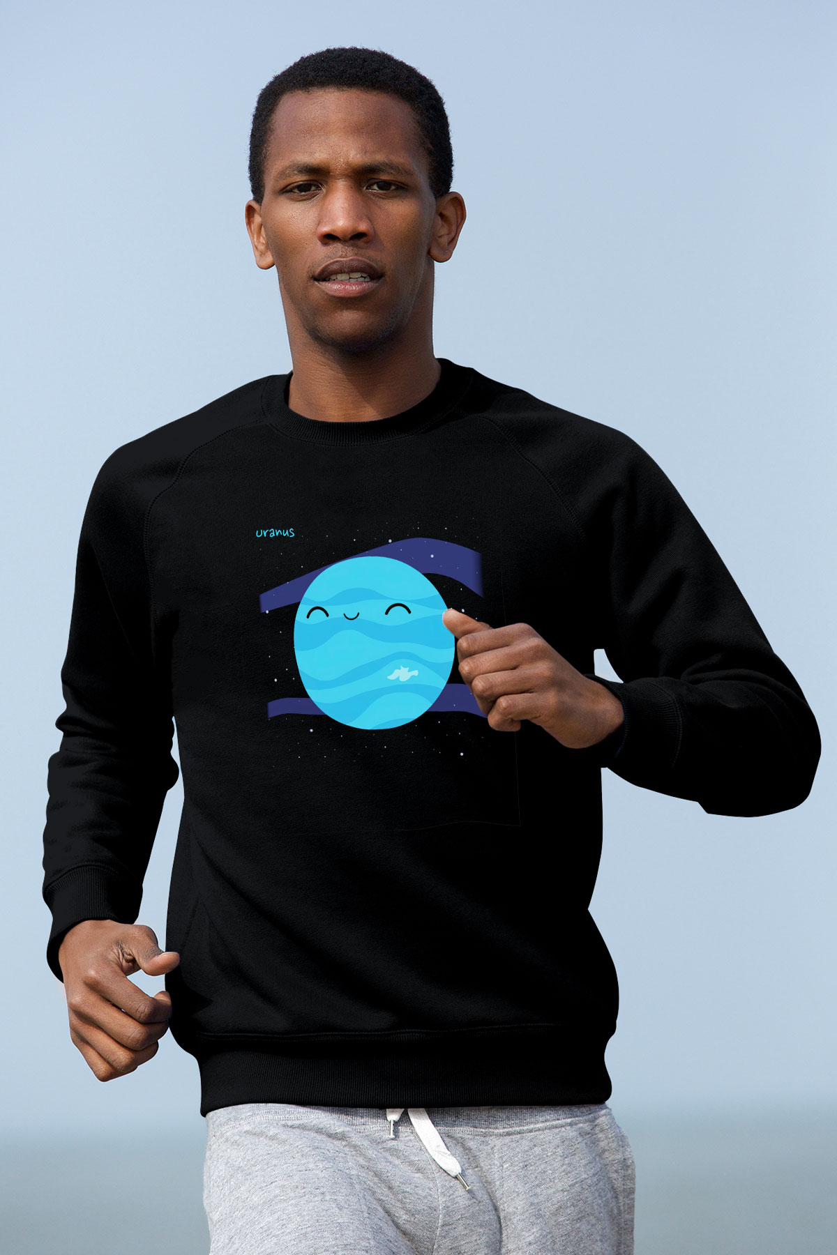 Uranüs Siyah Unisex Sweatshirt