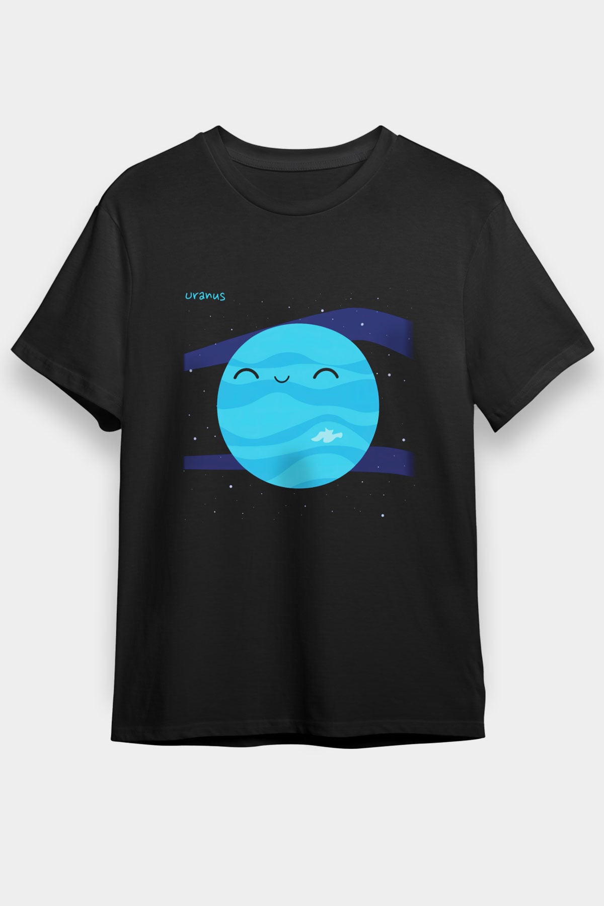 Uranüs Siyah Unisex Tişört T-Shirt - TişörtFabrikası