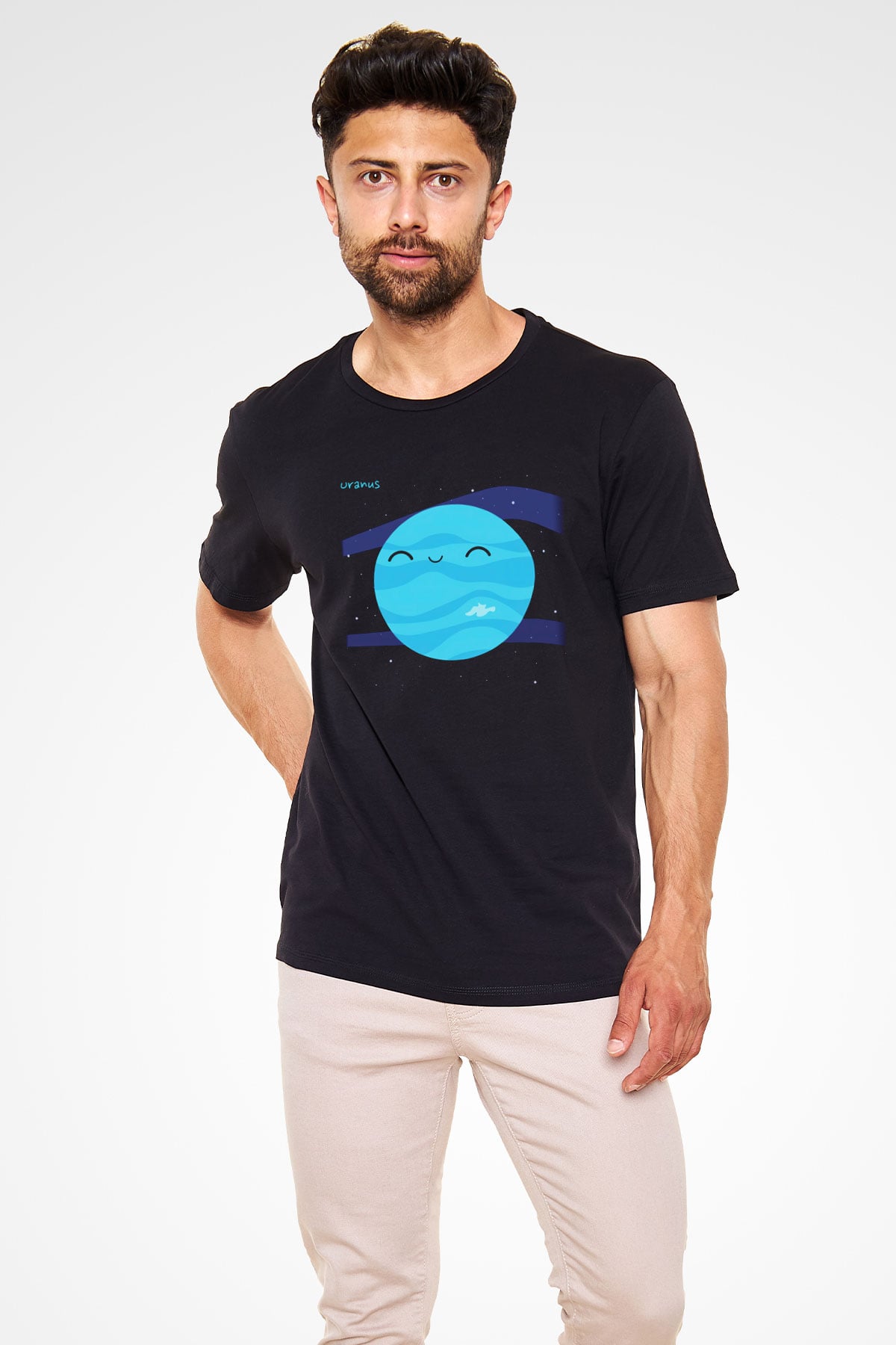 Uranüs Siyah Unisex Tişört T-Shirt - TişörtFabrikası