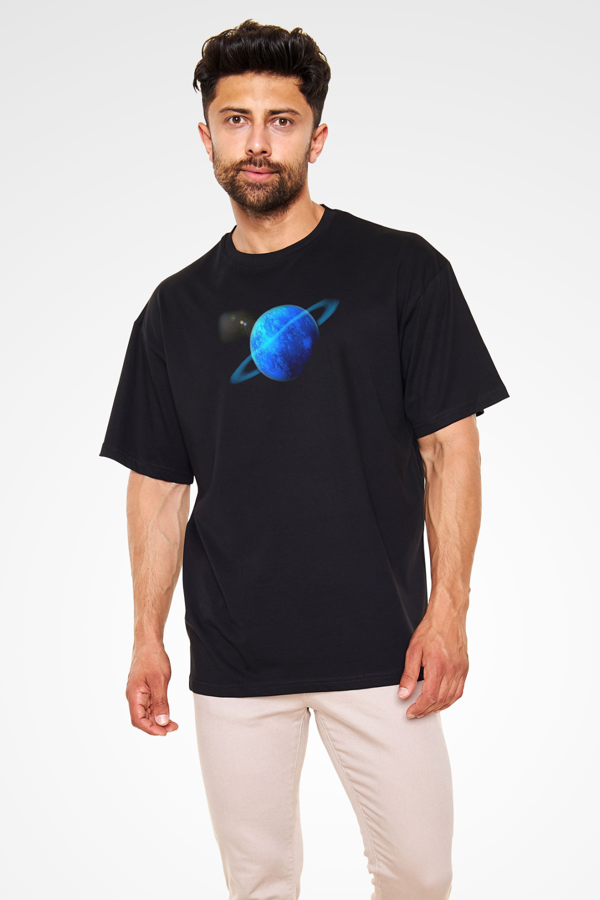Uranüs Siyah Oversize Tişört Oversize T-shirt - TişörtFabrikası