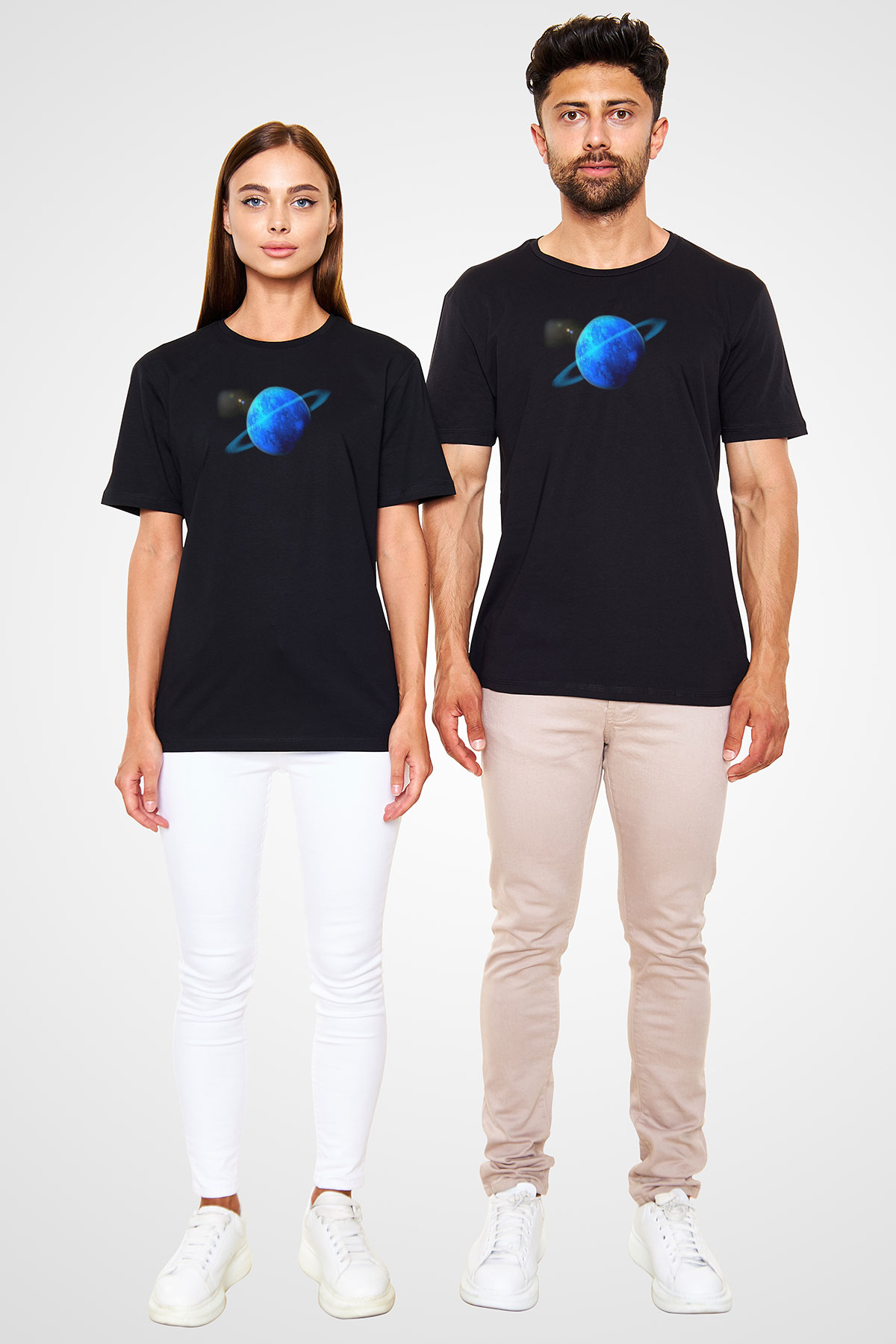 Uranüs Siyah Unisex Tişört T-Shirt - TişörtFabrikası