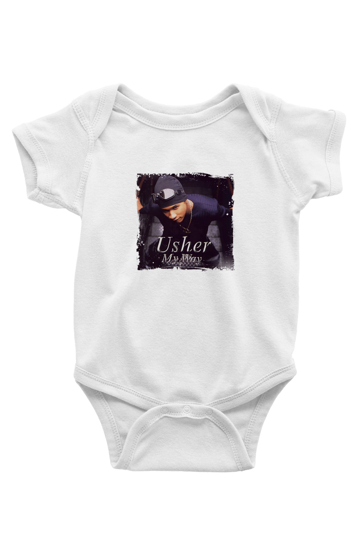 Usher  Baskılı Unisex Beyaz Bebek Body - Zıbın