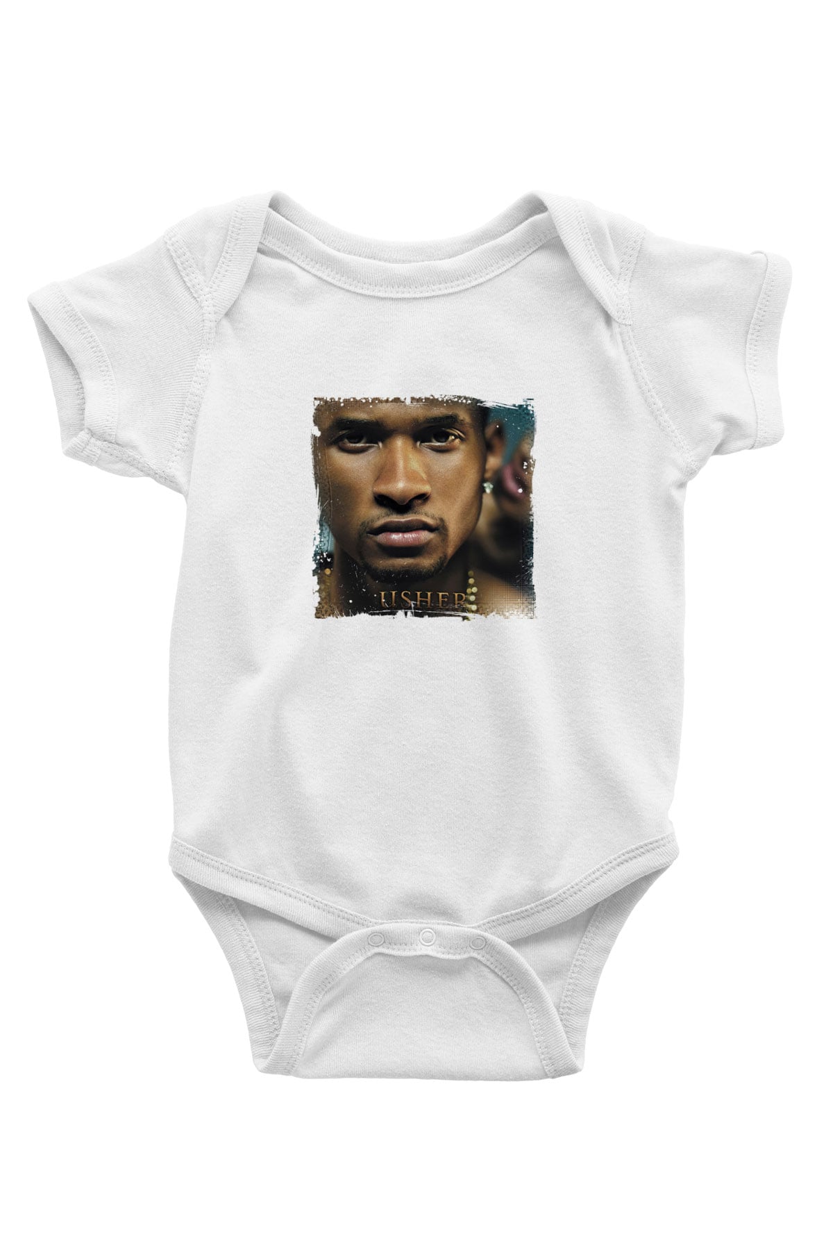 Usher  Baskılı Unisex Beyaz Bebek Body - Zıbın