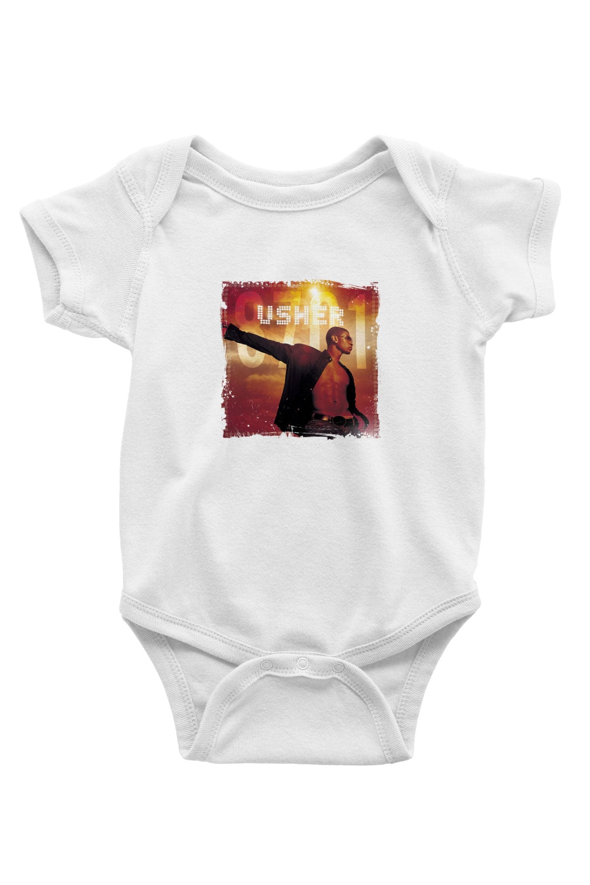 Usher  Baskılı Unisex Beyaz Bebek Body - Zıbın