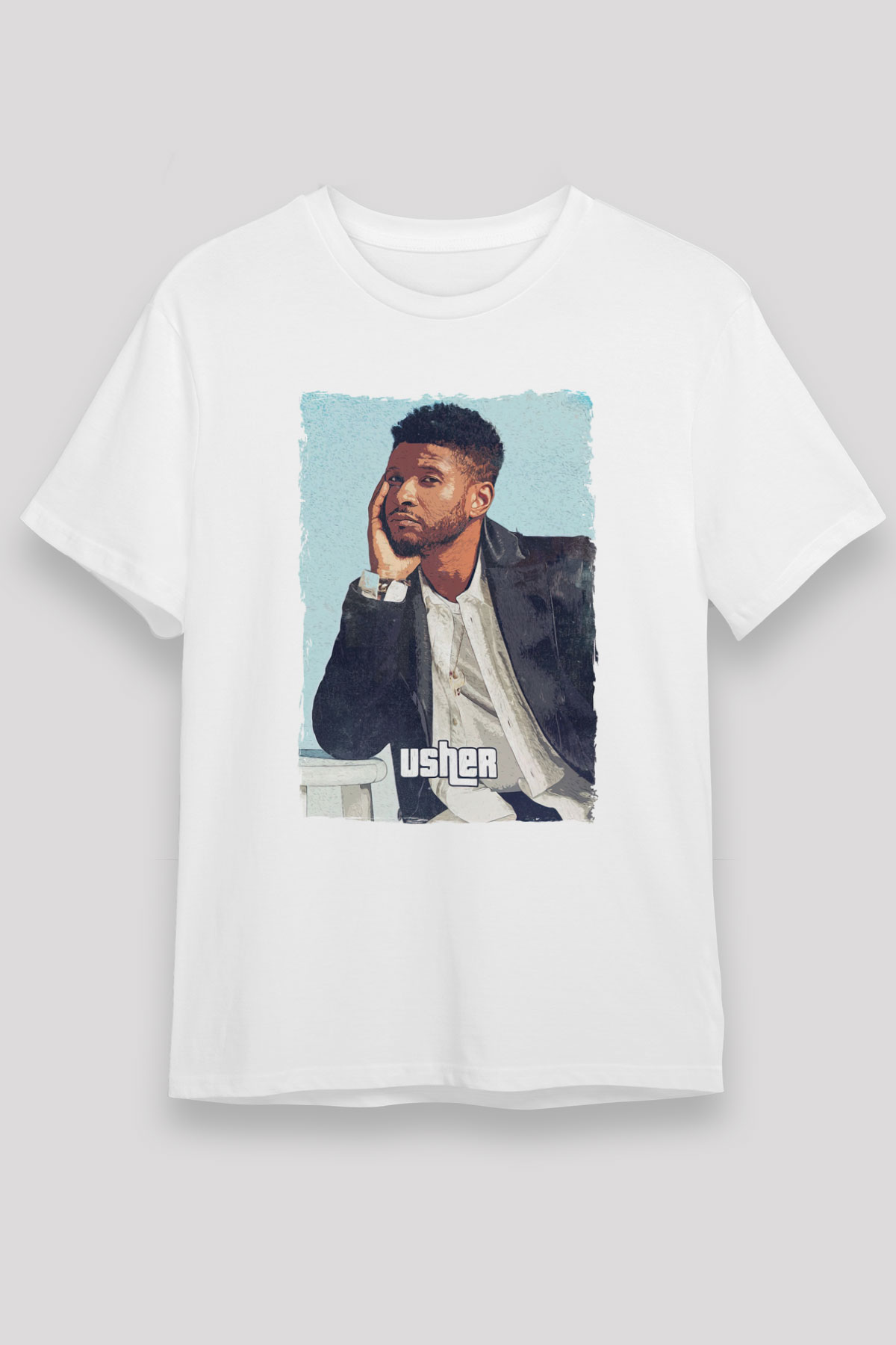 Usher Beyaz Unisex Tişört T-Shirt - TişörtFabrikası