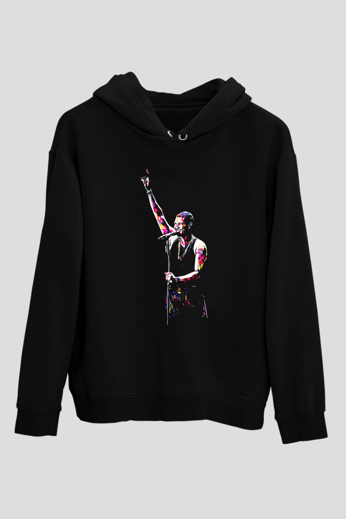Usher Siyah Unisex Kapüşonlu Sweatshirt