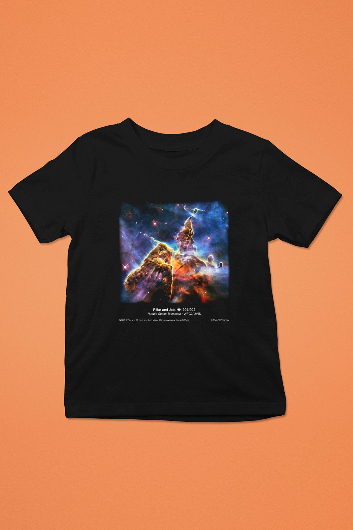 Uzay Baskılı Siyah Unisex Çocuk Tişört