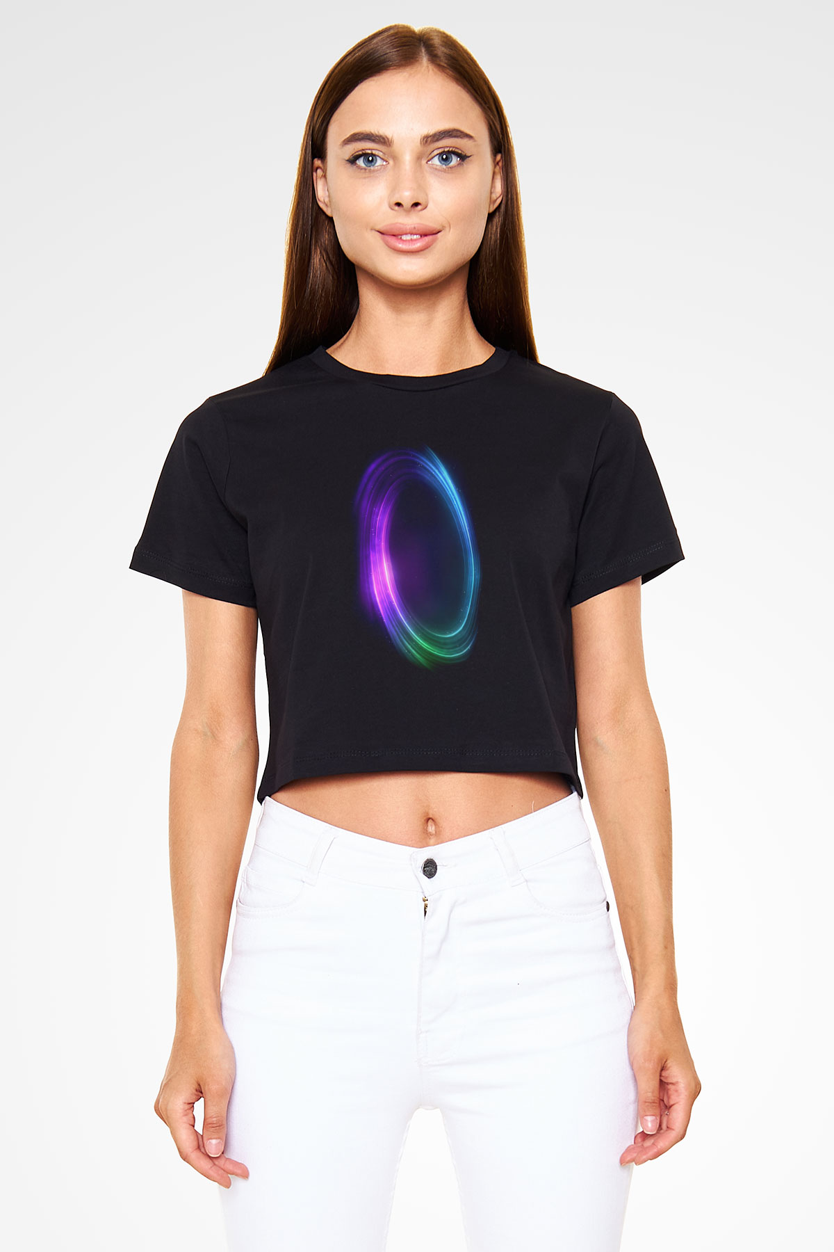 Uzay Siyah  Crop Top Tişört