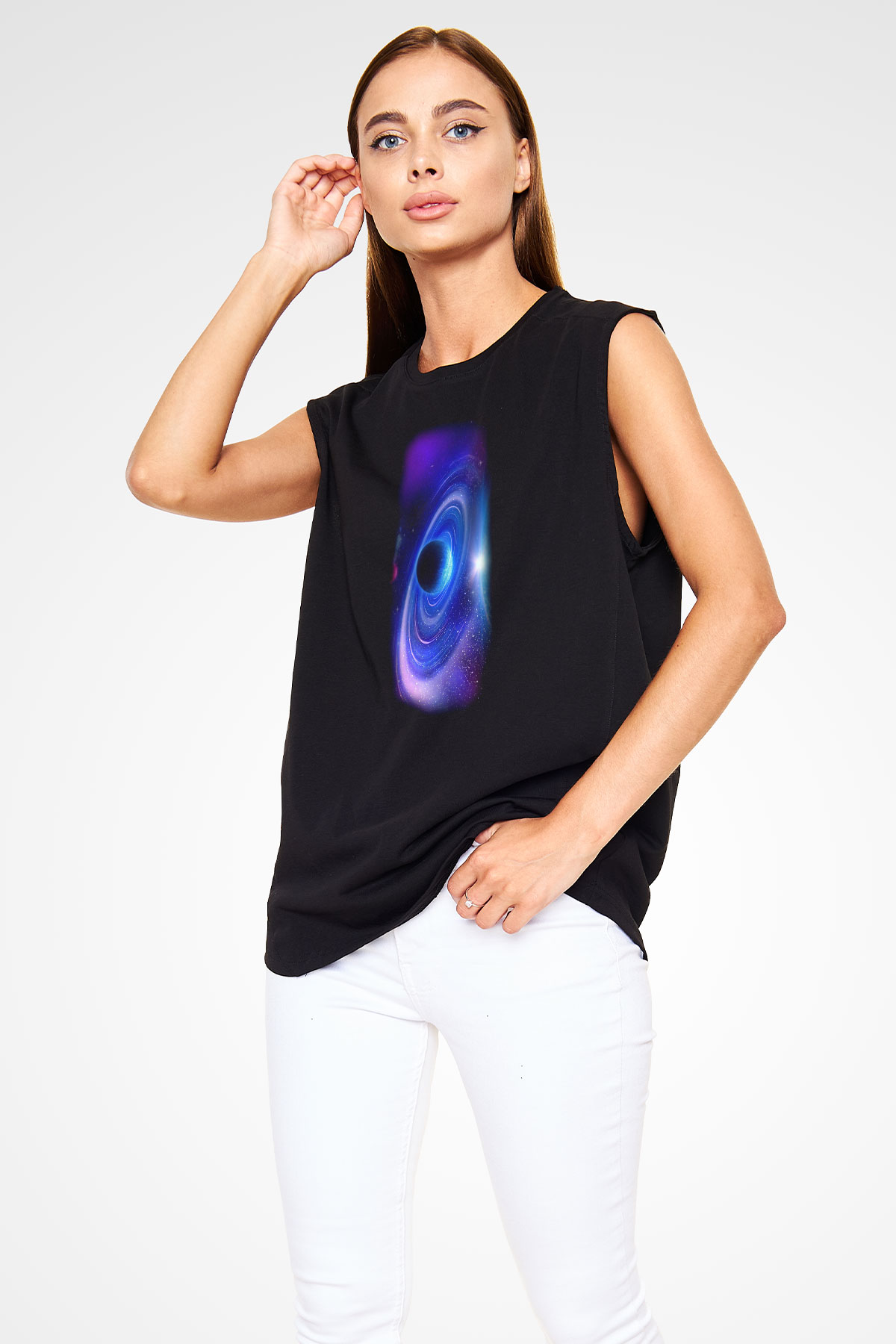 Uzay Siyah Unisex Kolsuz Tişört