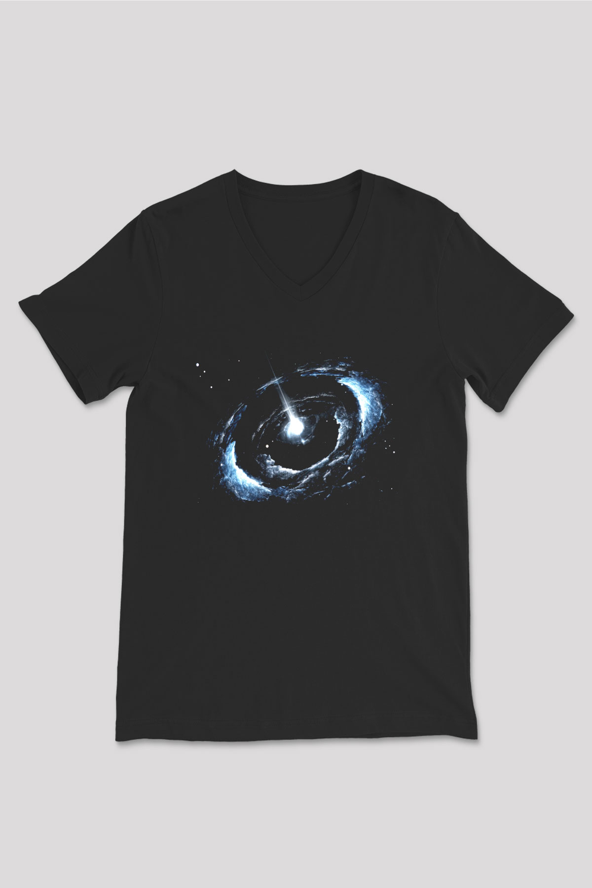 Uzay Siyah Unisex V Yaka Tişört T-Shirt