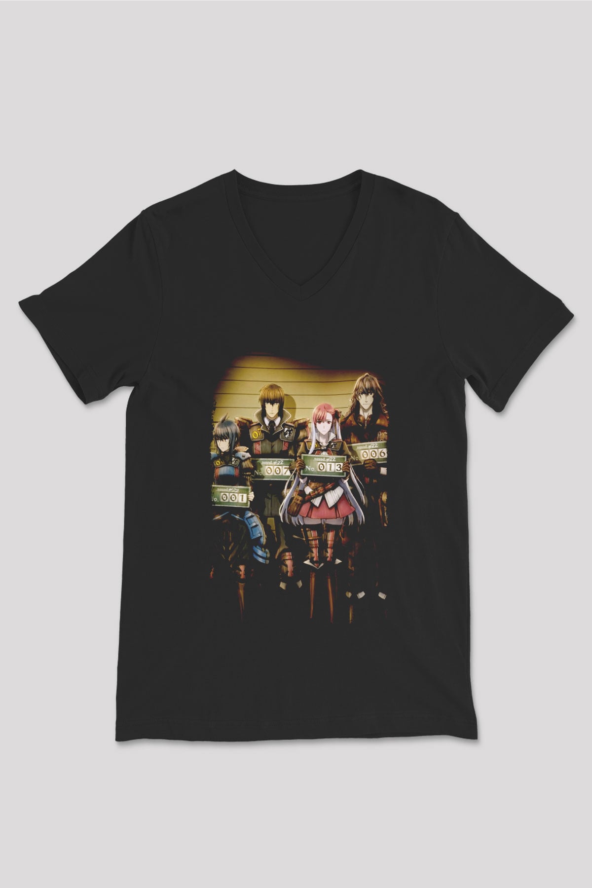 Valkyria Chronicles Siyah Unisex V Yaka Tişört