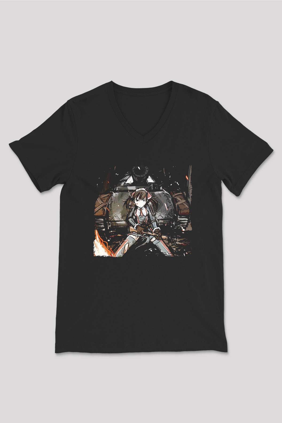 Valkyria Chronicles Siyah Unisex V Yaka Tişört