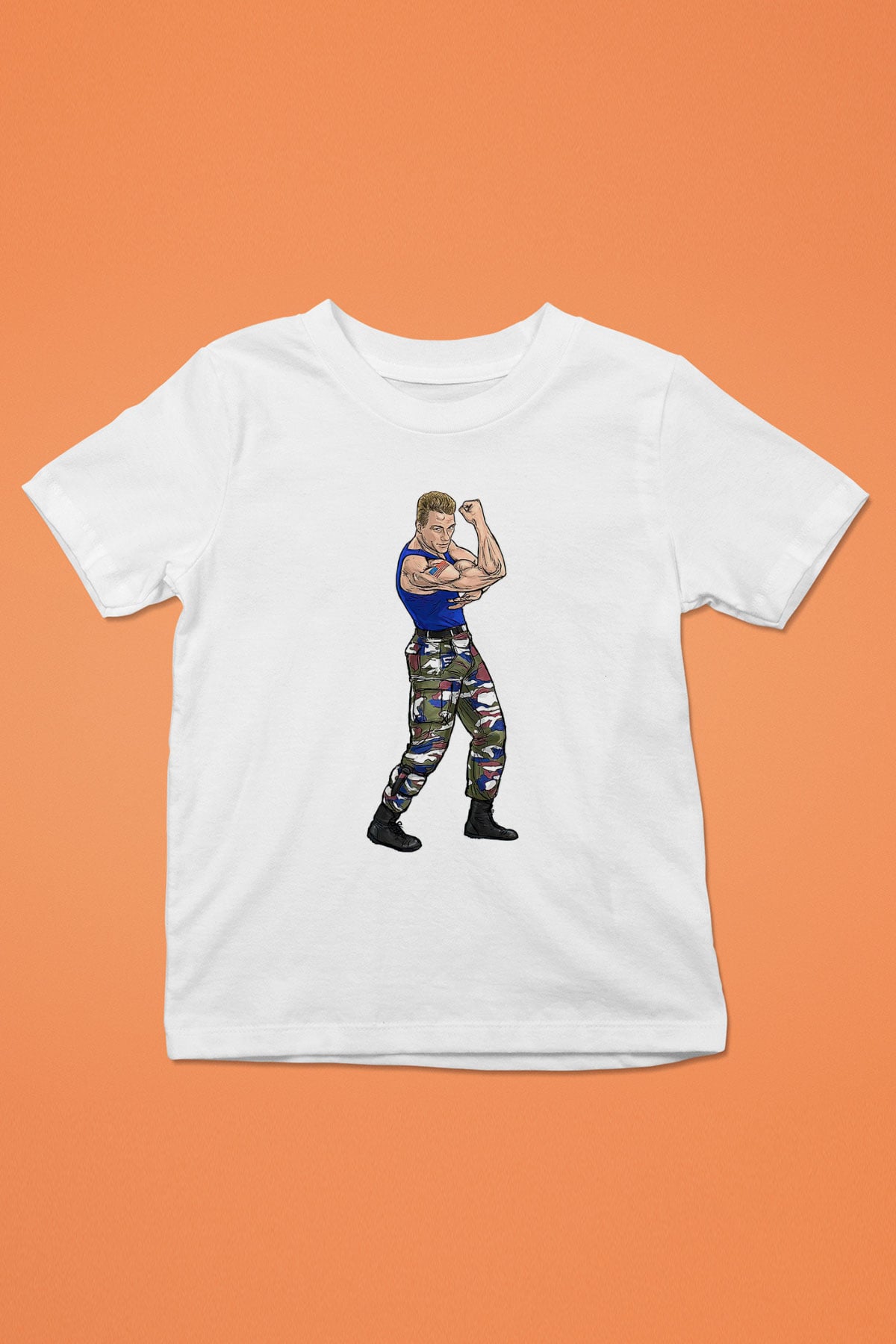 Van Damme James Baskılı Beyaz Unisex Beyaz Çocuk Tişört - Tshirt