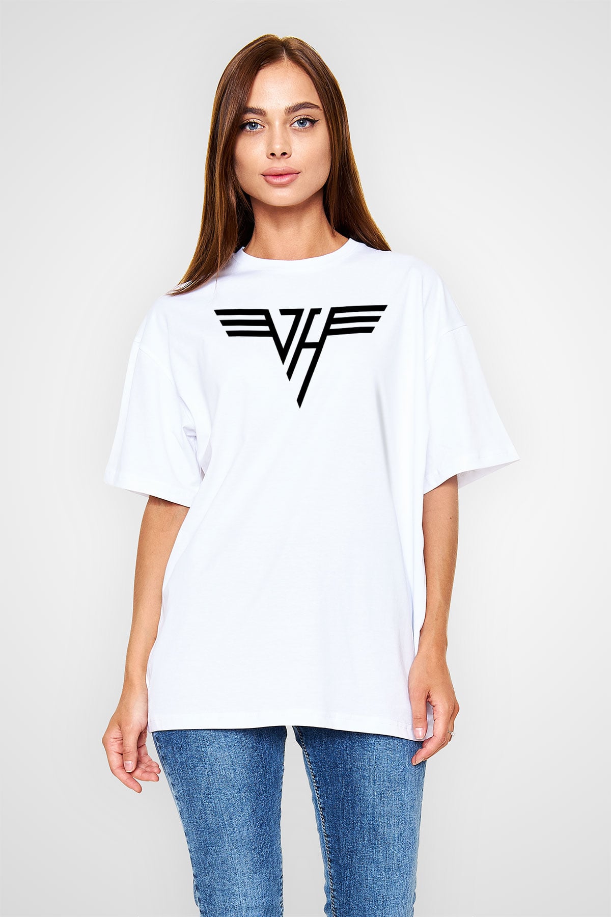 Van Halen Beyaz Oversize Tişört Oversize T-shirt - TişörtFabrikası