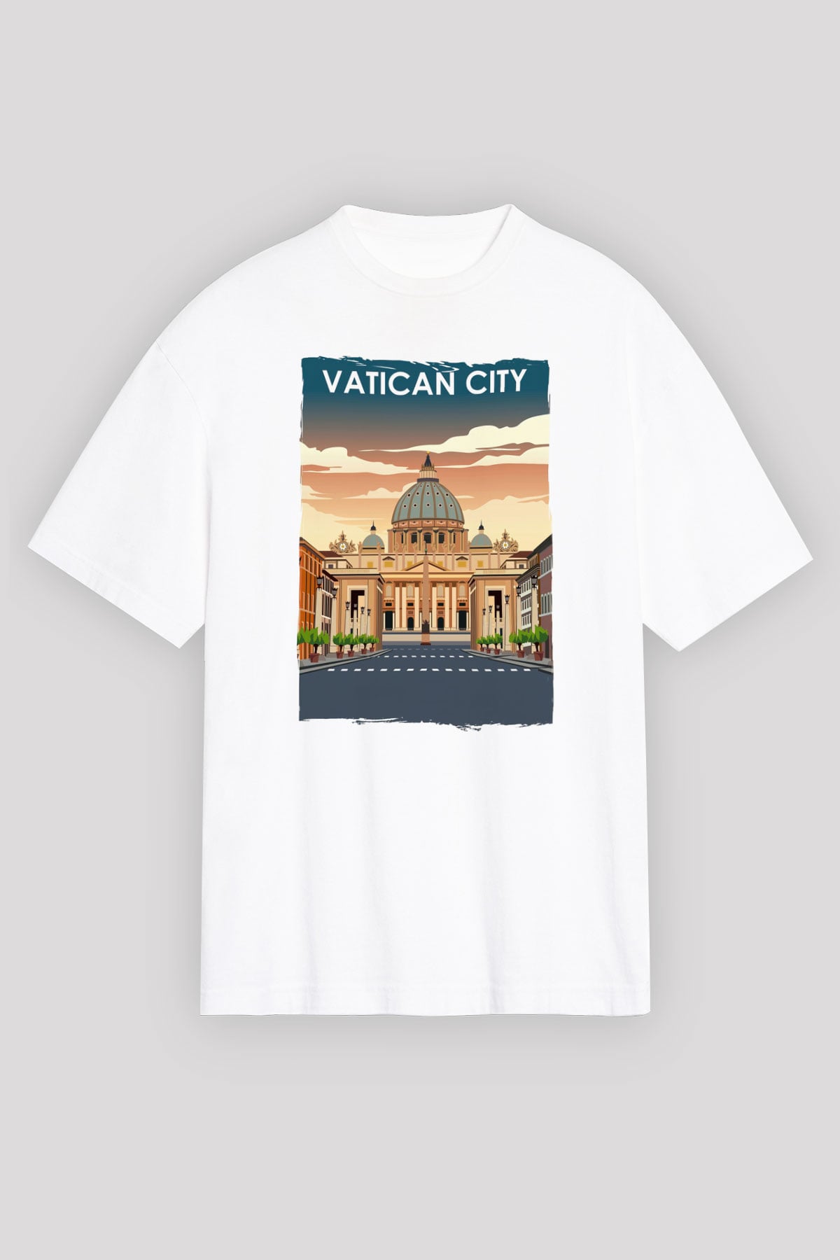 Vatikan Beyaz Oversize Tişört Oversize T-shirt - TişörtFabrikası