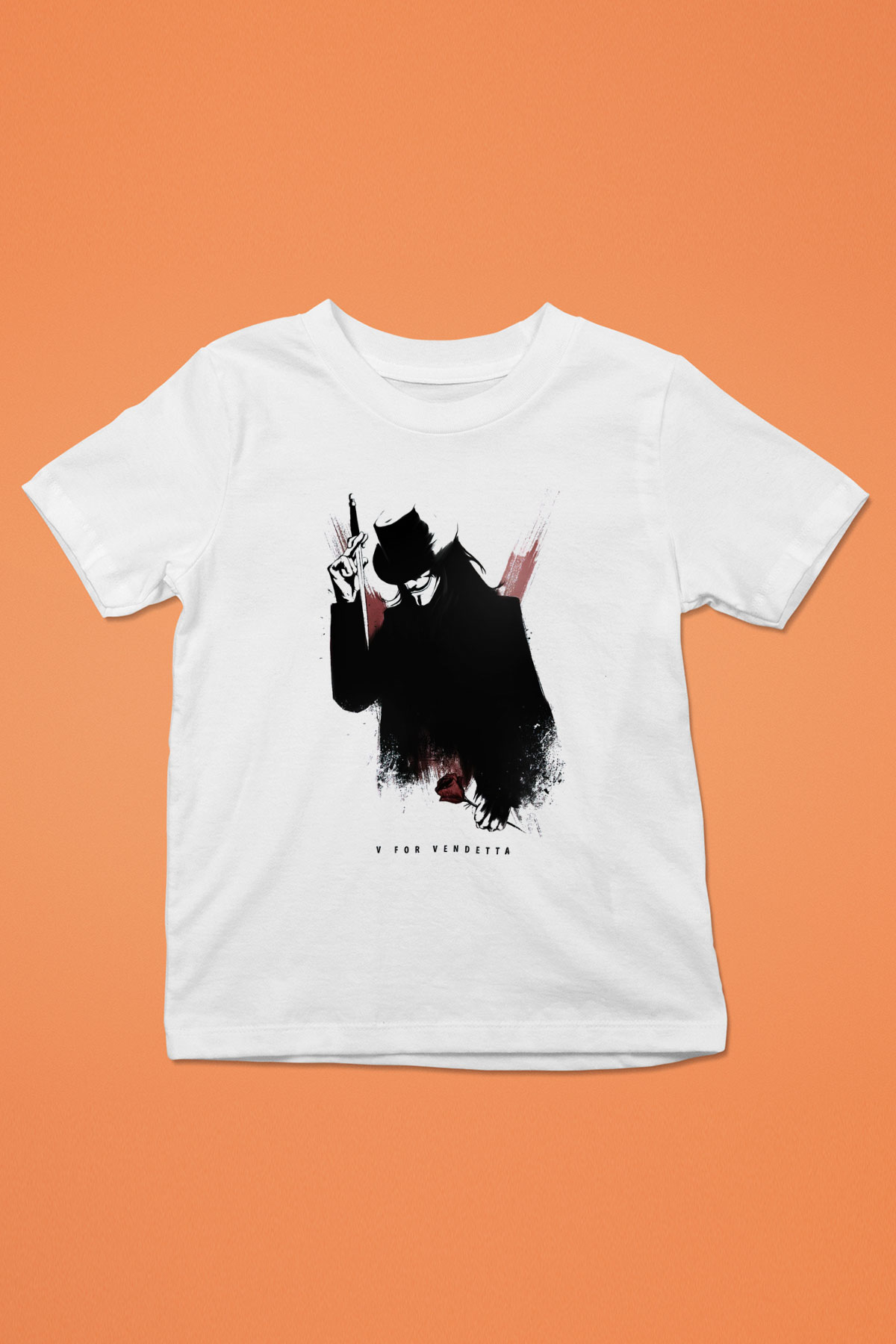 Vendetta Baskılı Beyaz Unisex Çocuk Tişört