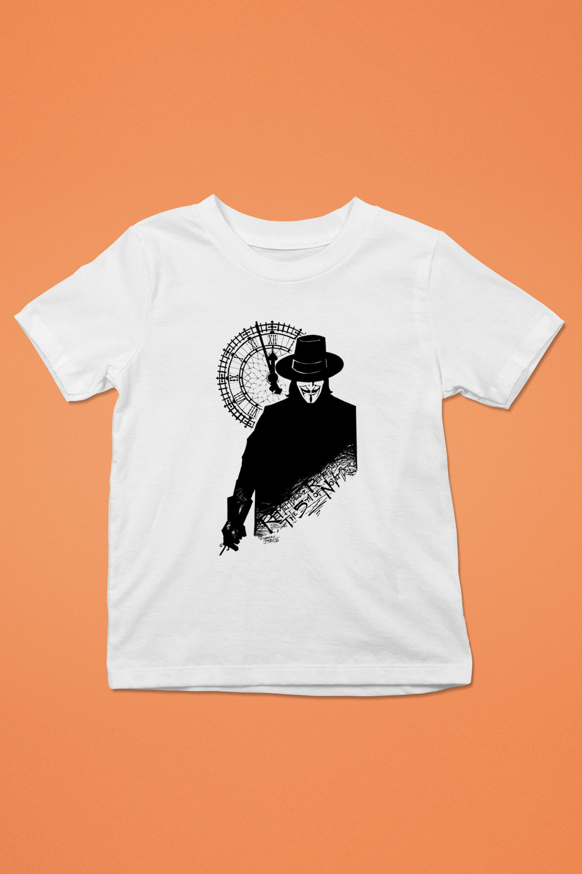 Vendetta Baskılı Beyaz Unisex Çocuk Tişört
